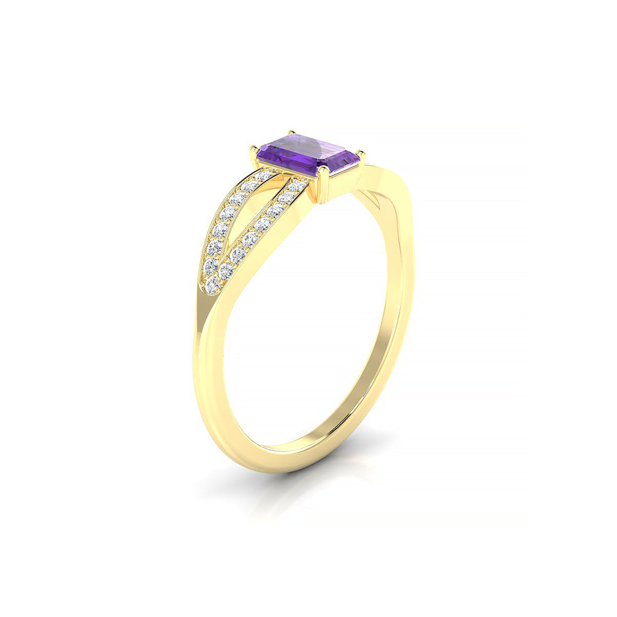 Prestige | 18k Yellow Gold 6 x 4 mm Emerald Amethyst Ring