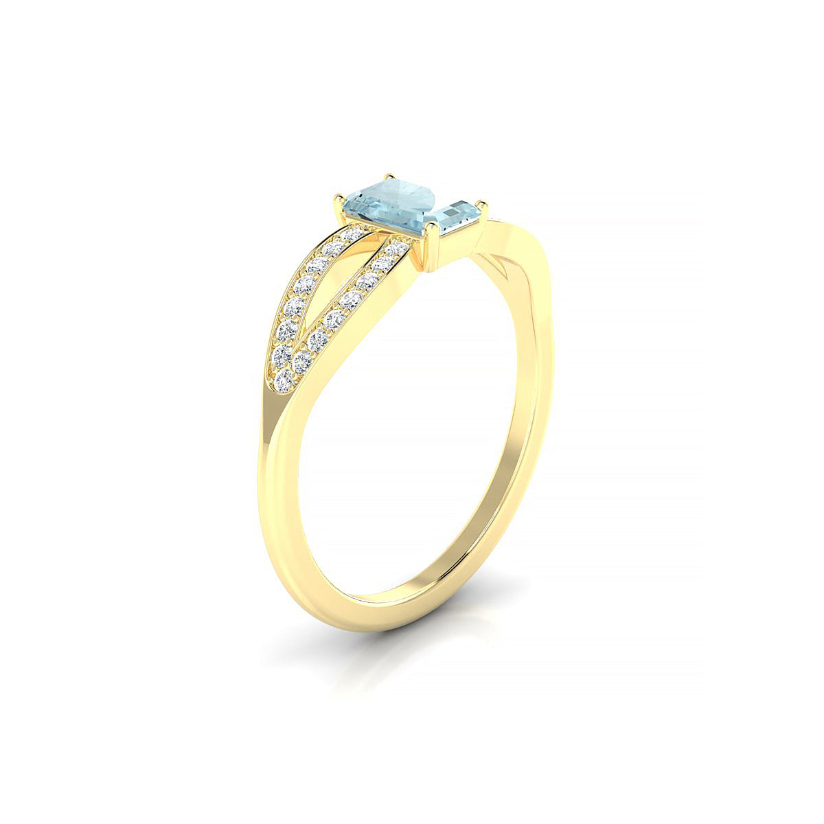 Prestige | 18k Yellow Gold 6 x 4 mm Emerald Aquamarine Ring