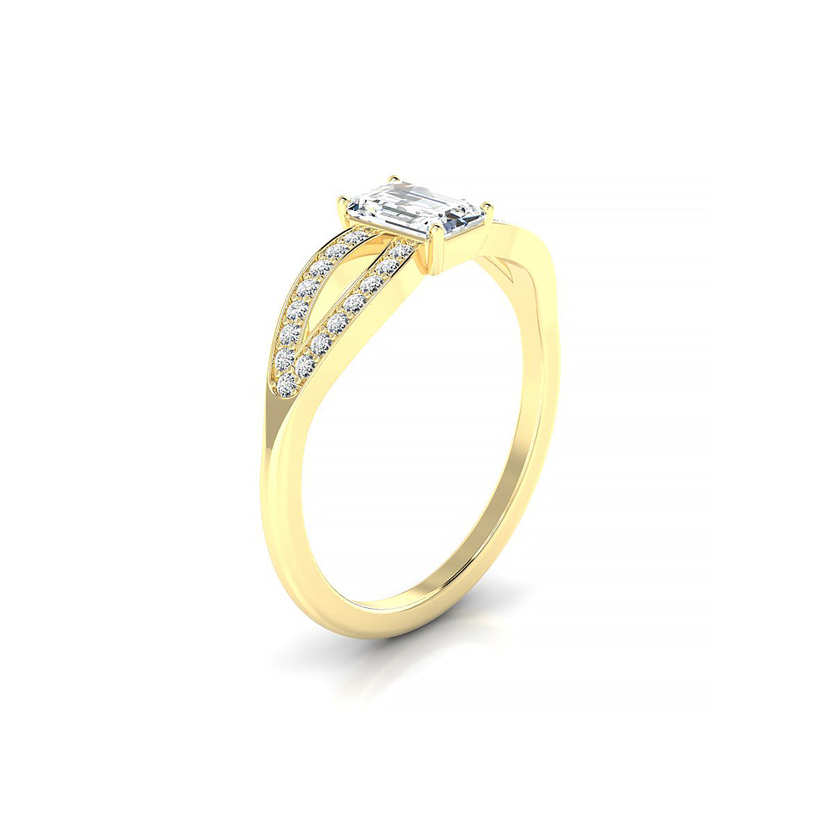 Prestige | 18k Yellow Gold 6 x 4 mm Emerald Diamond Ring