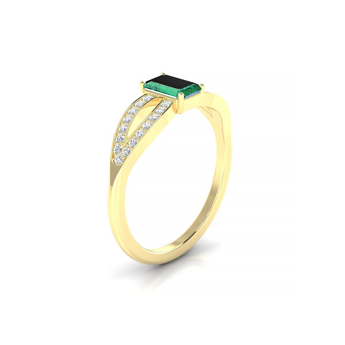 Prestige | 18k Yellow Gold 6 x 4 mm Emerald Emerald Ring