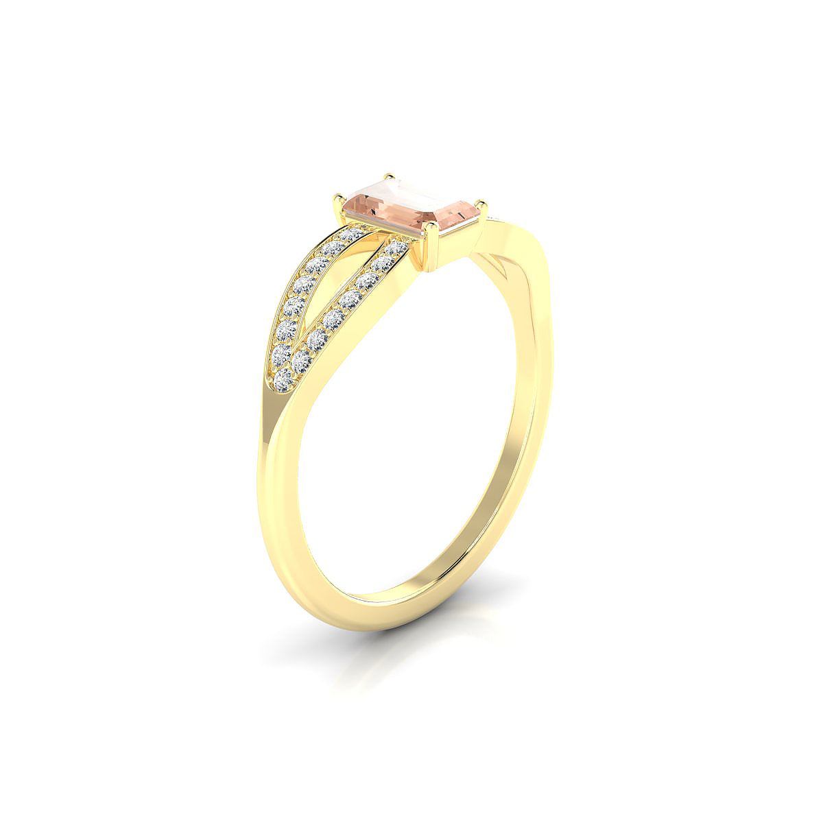 Prestige | 18k Yellow Gold 6 x 4 mm Emerald Morganite Ring