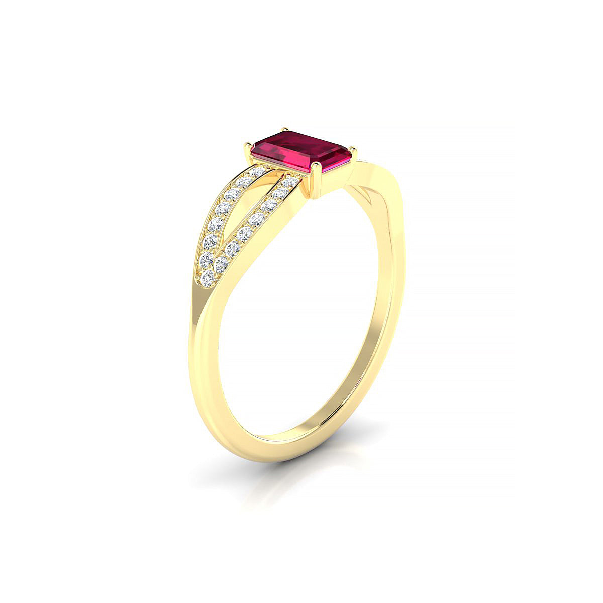 Prestige | 18k Yellow Gold 6 x 4 mm Emerald Ruby Ring