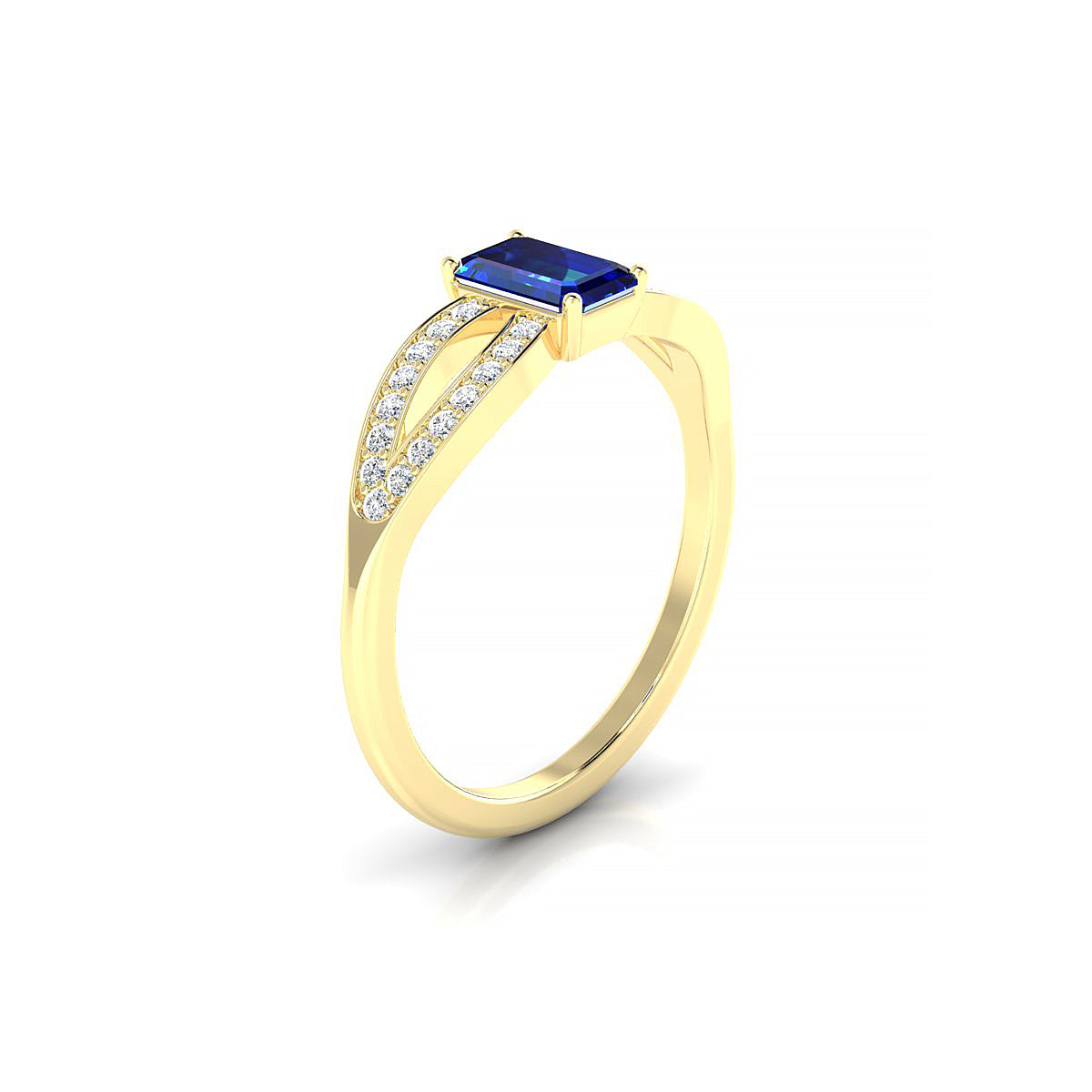 Prestige | 18k Yellow Gold 6 x 4 mm Emerald Sapphire Ring