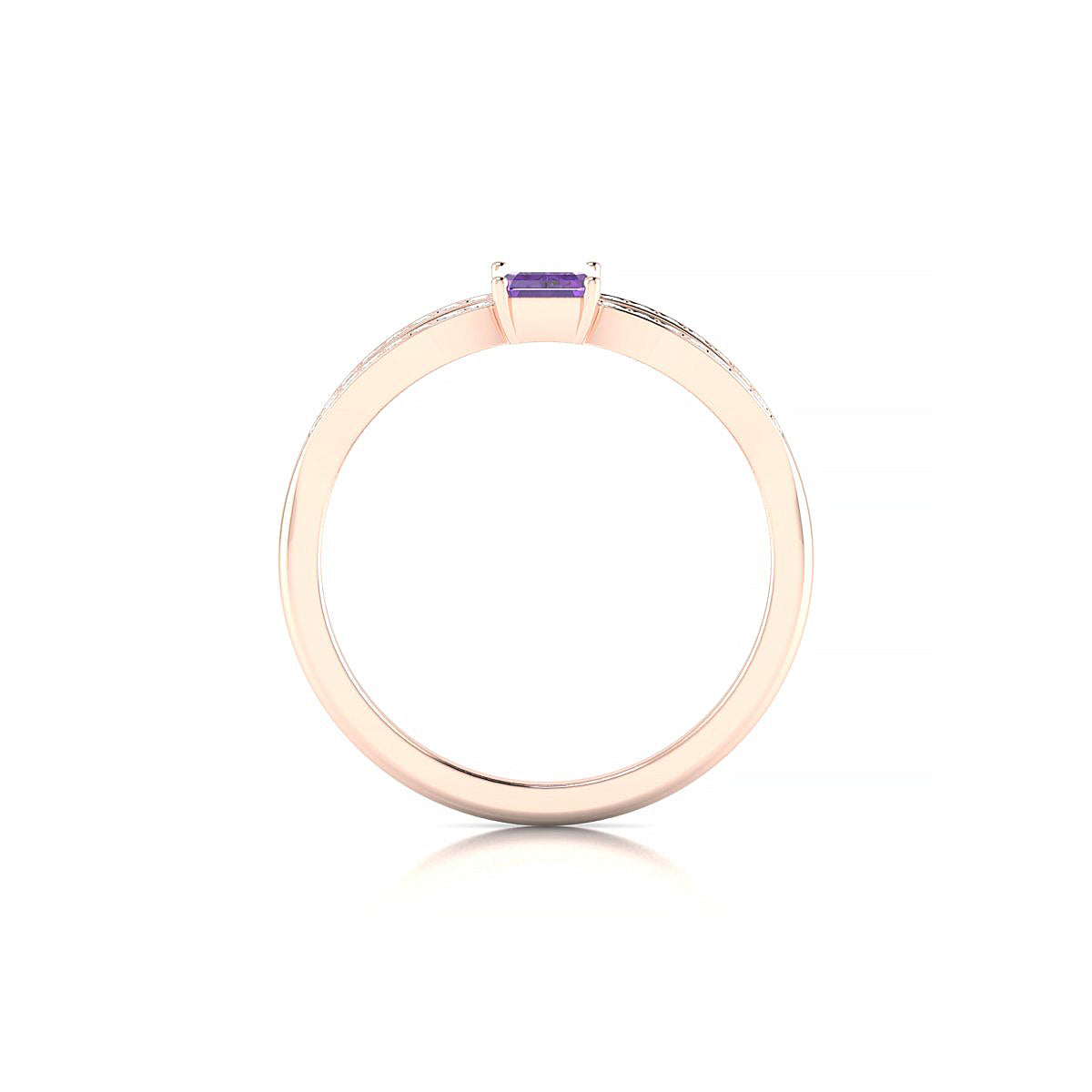 Prestige | 18k Rose Gold 6 x 4 mm Emerald Amethyst Ring