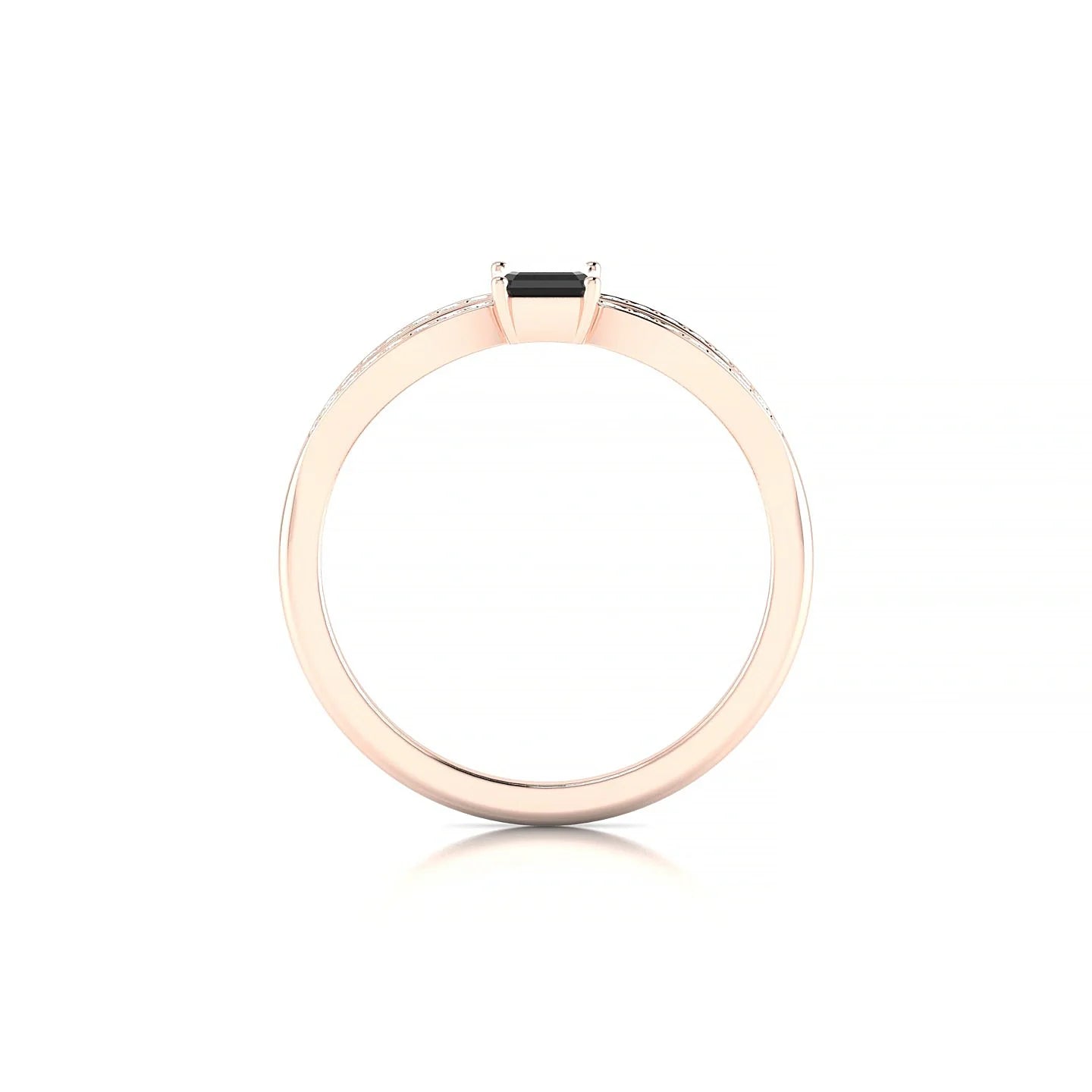 Prestige | 18k Rose Gold 6 x 4 mm Emerald Black Diamond Ring