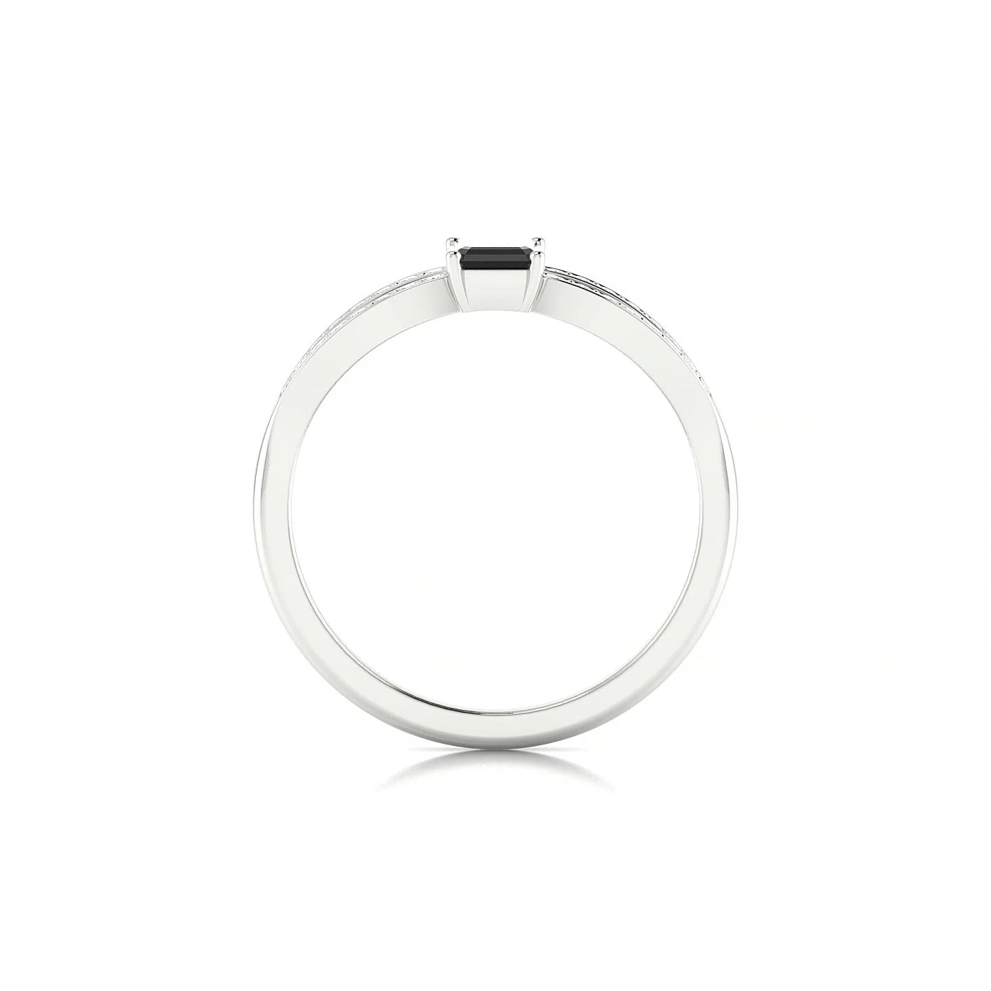 Prestige | 18k White Gold 6 x 4 mm Emerald Black Diamond Ring