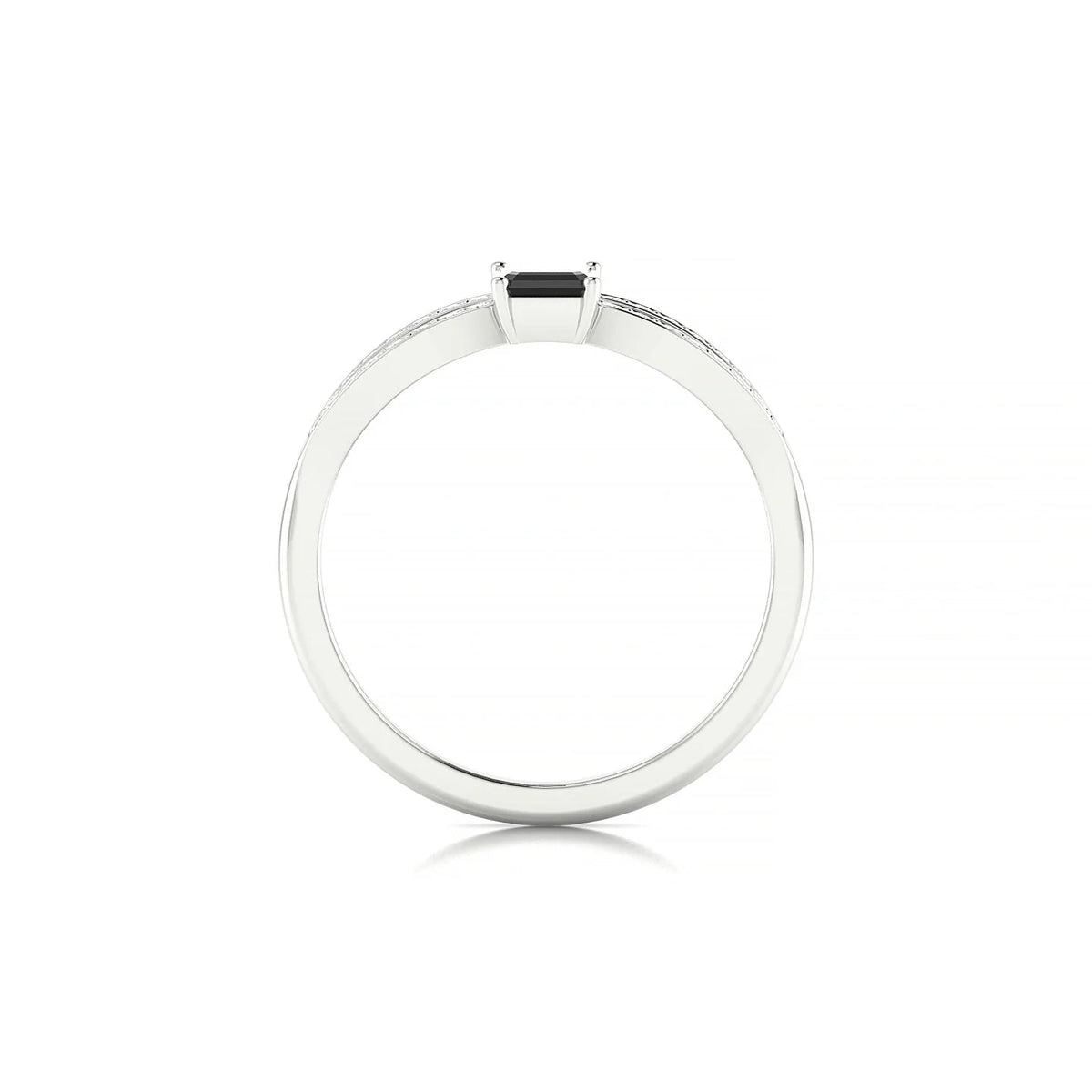 Prestige | 18k White Gold 6 x 4 mm Emerald Black Diamond Ring