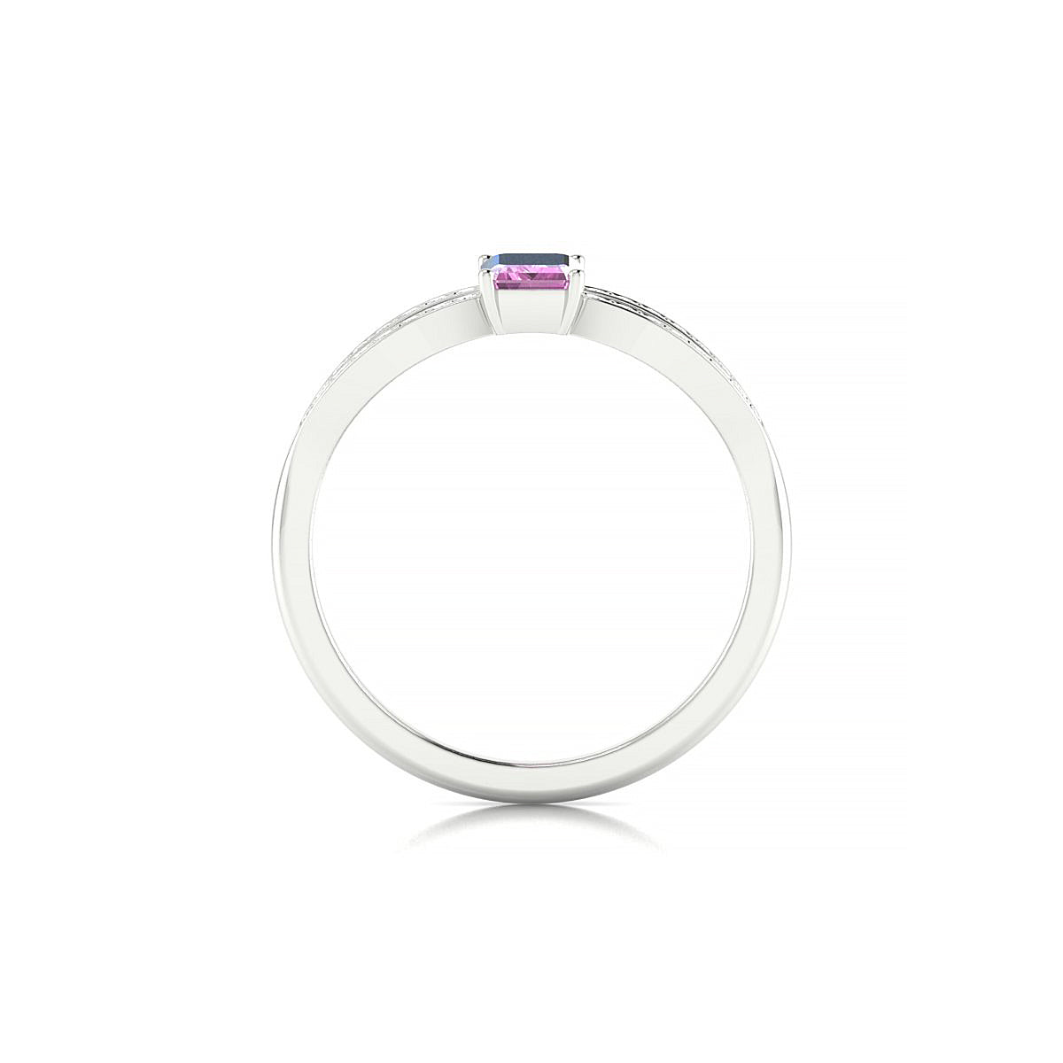 Prestige | 18k White Gold 6 x 4 mm Emerald Pink Sapphire Ring