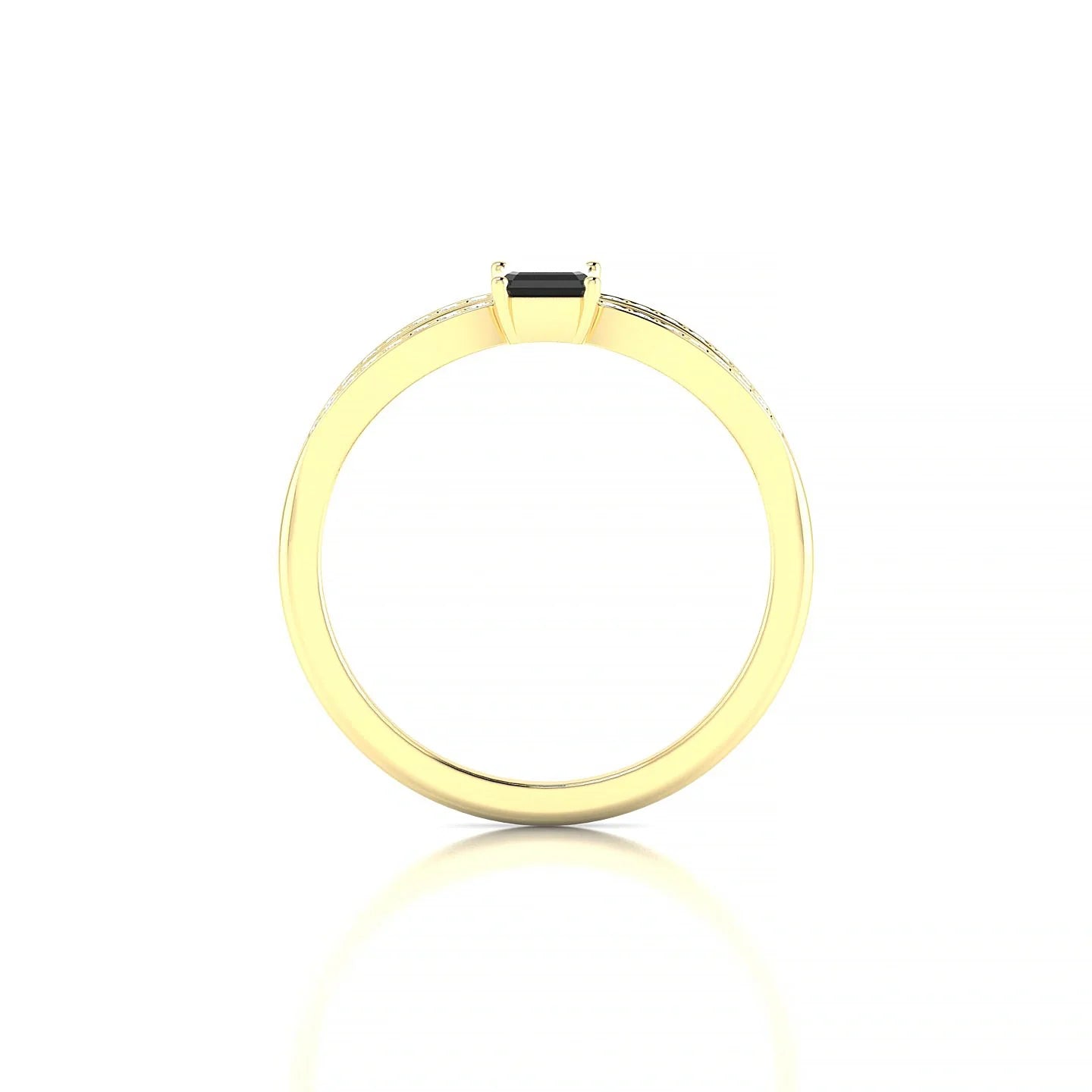 Prestige | 18k Yellow Gold 6 x 4 mm Emerald Black Diamond Ring