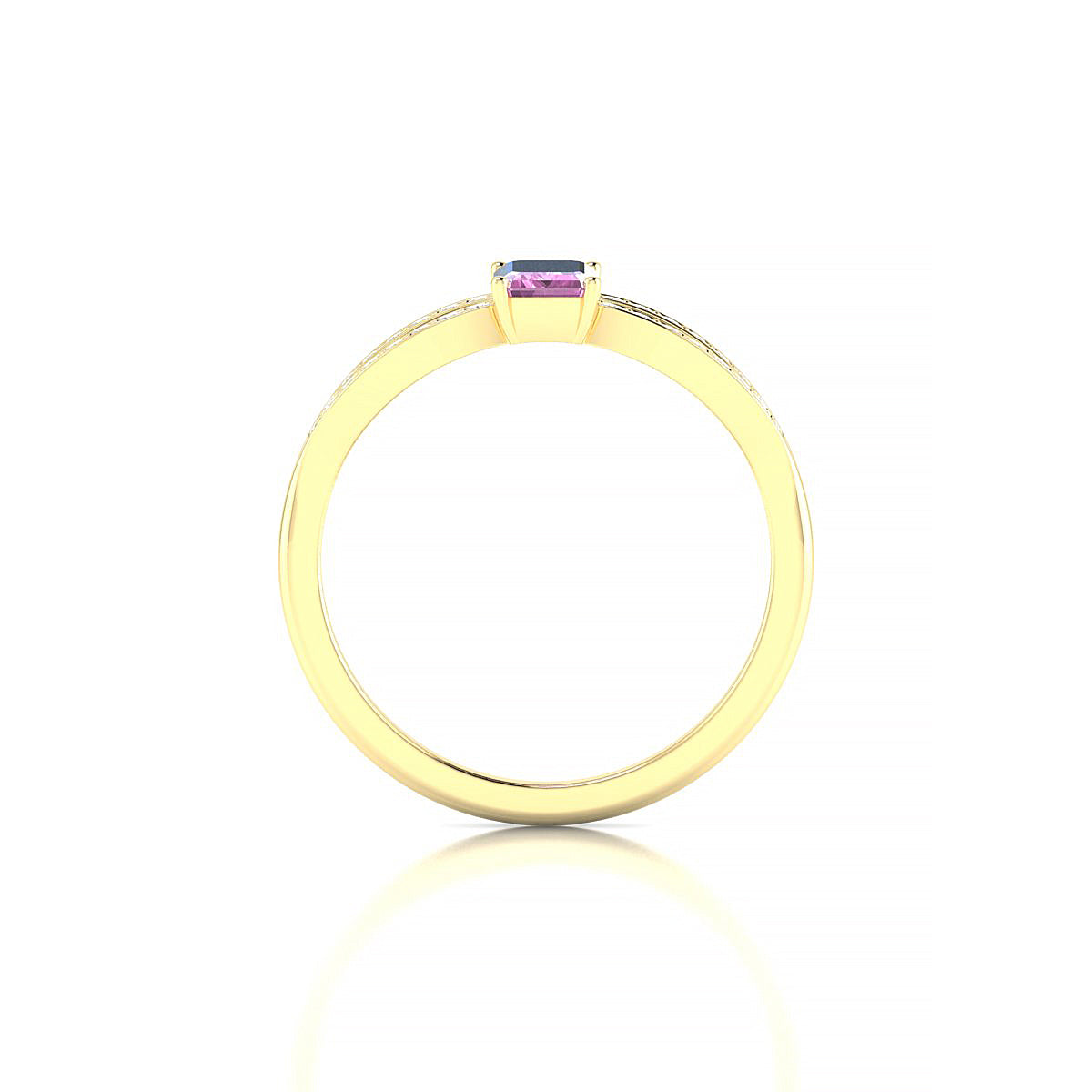 Prestige | 18k Yellow Gold 6 x 4 mm Emerald Pink Sapphire Ring