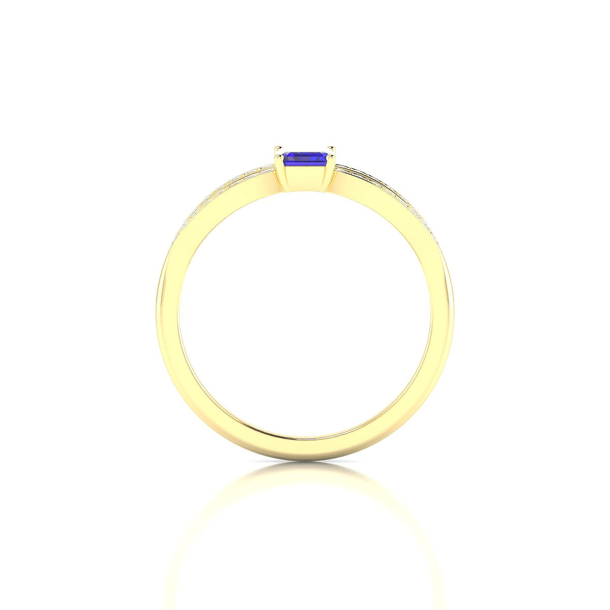 Prestige | 18k Yellow Gold 6 x 4 mm Emerald Tanzanite Ring