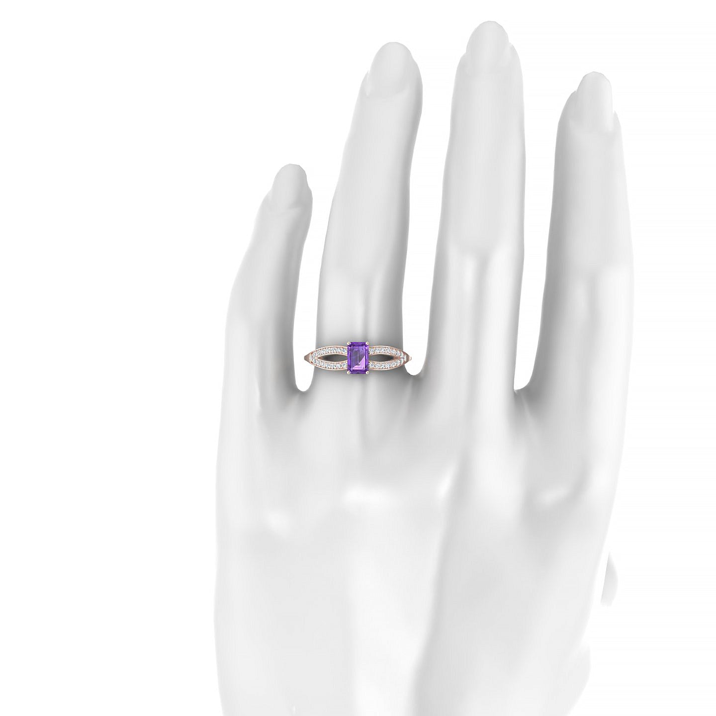 Prestige | 18k Rose Gold 6 x 4 mm Emerald Amethyst Ring