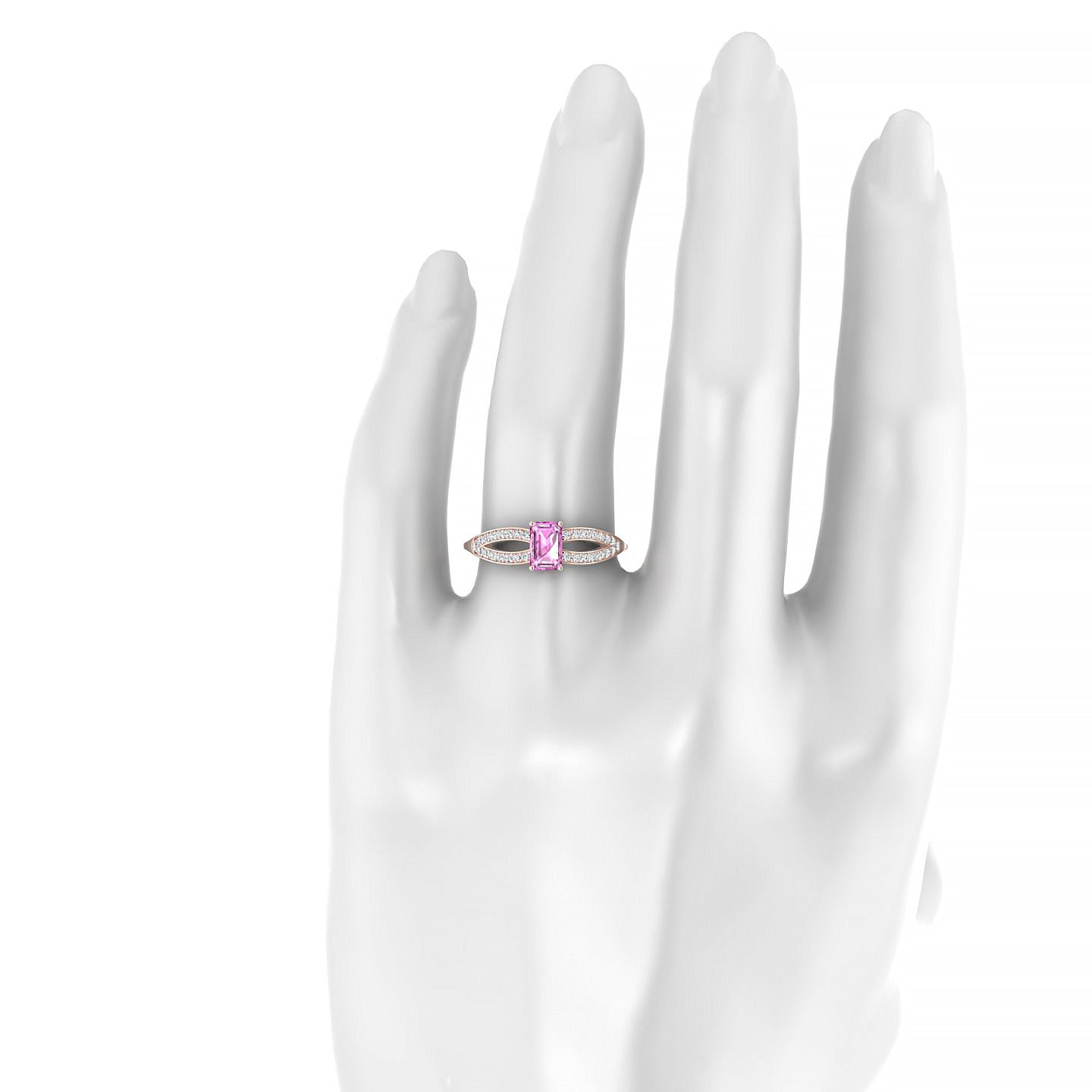Prestige | 18k Rose Gold 6 x 4 mm Emerald Pink Sapphire Ring