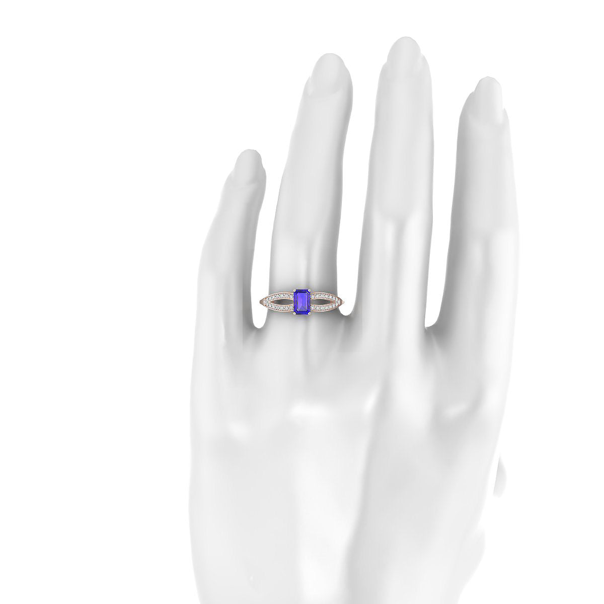 Prestige | 18k Rose Gold 6 x 4 mm Emerald Tanzanite Ring