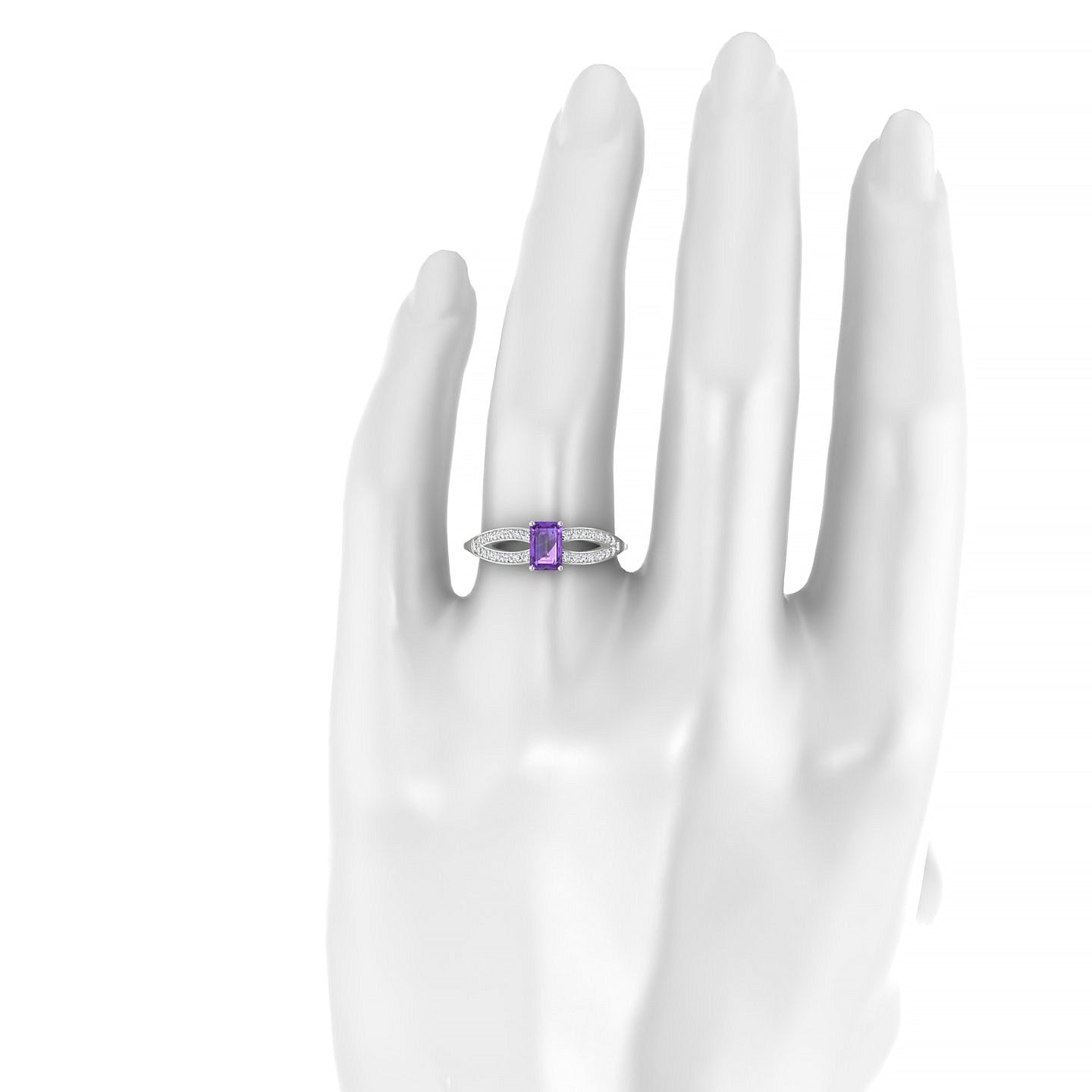 Prestige | 18k White Gold 6 x 4 mm Emerald Amethyst Ring