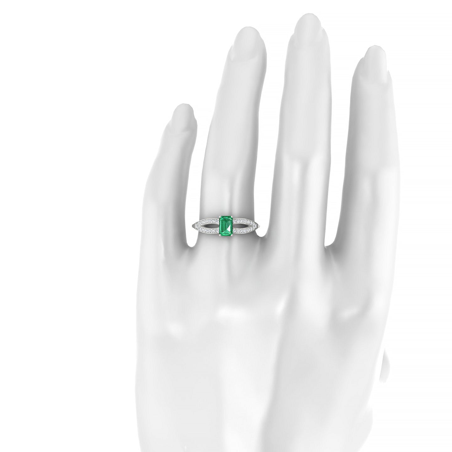 Prestige | 18k White Gold 6 x 4 mm Emerald Emerald Ring