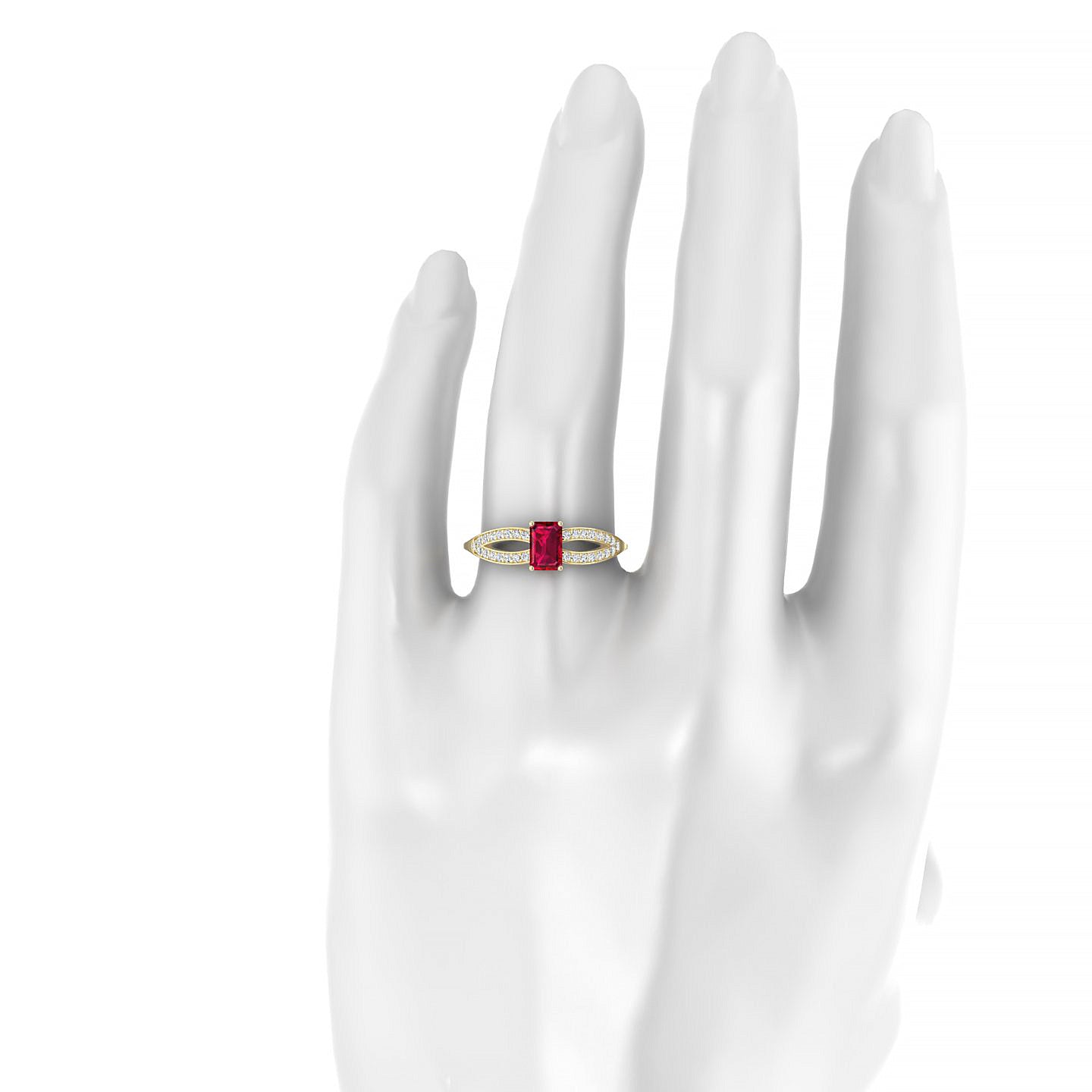 Prestige | 18k Yellow Gold 6 x 4 mm Emerald Ruby Ring
