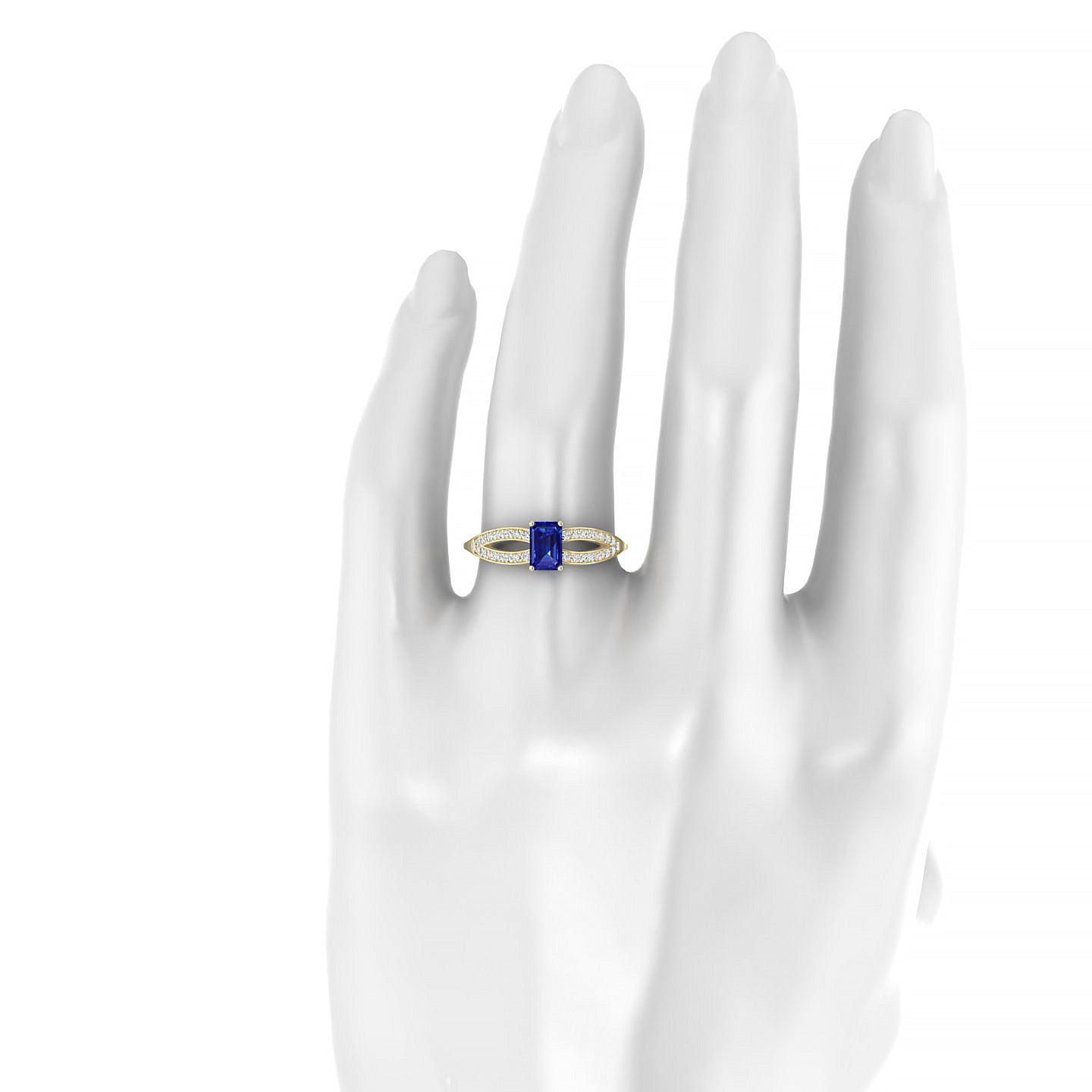 Prestige | 18k Yellow Gold 6 x 4 mm Emerald Sapphire Ring