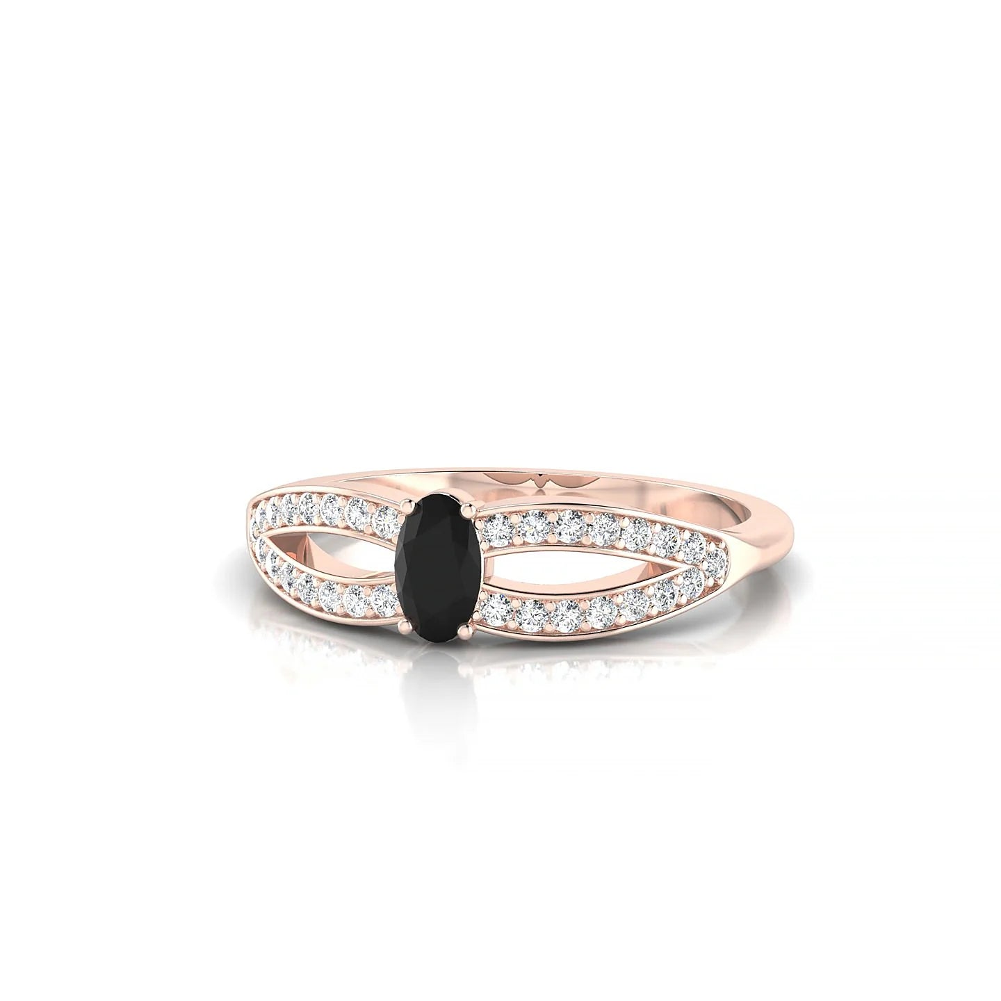 Prestige | 18k Rose Gold 5 x 3 mm Oval Black Diamond Ring