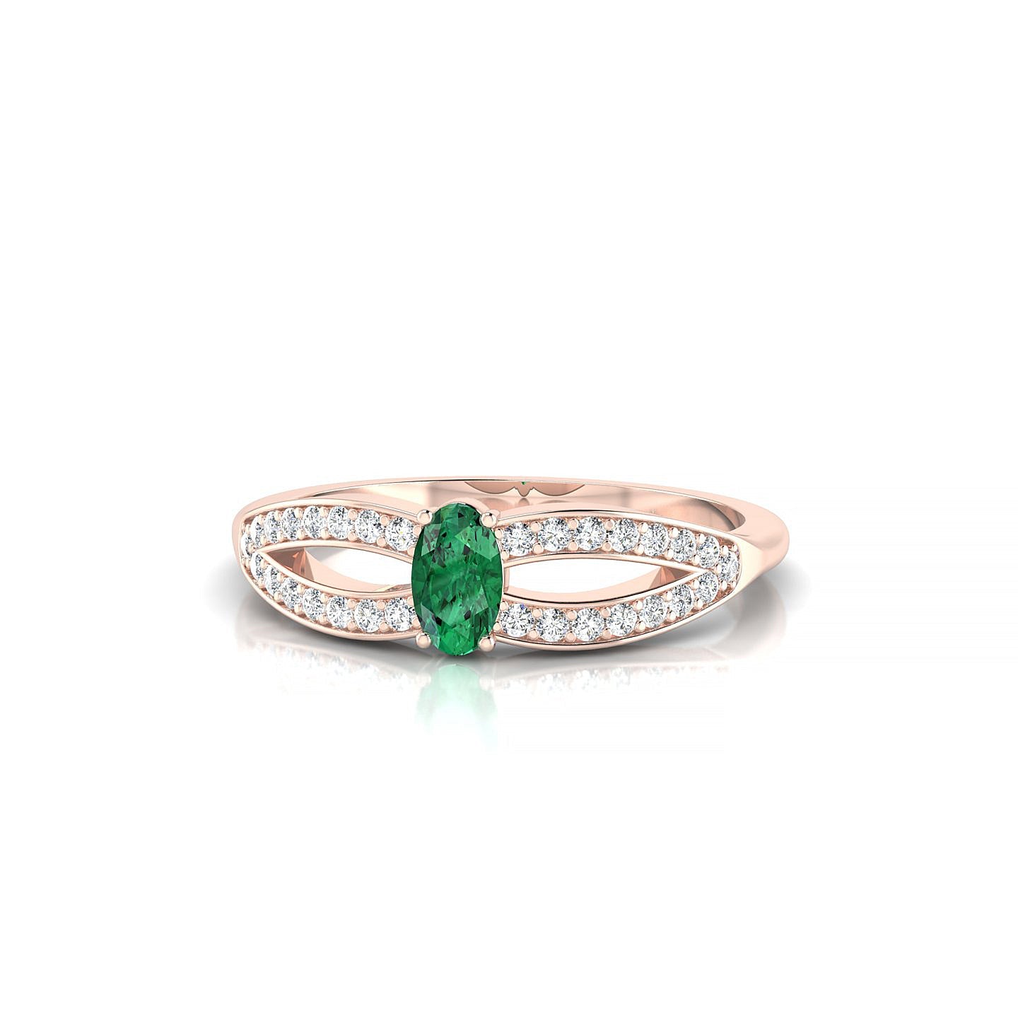 Prestige | 18k Rose Gold 5 x 3 mm Oval Emerald Ring