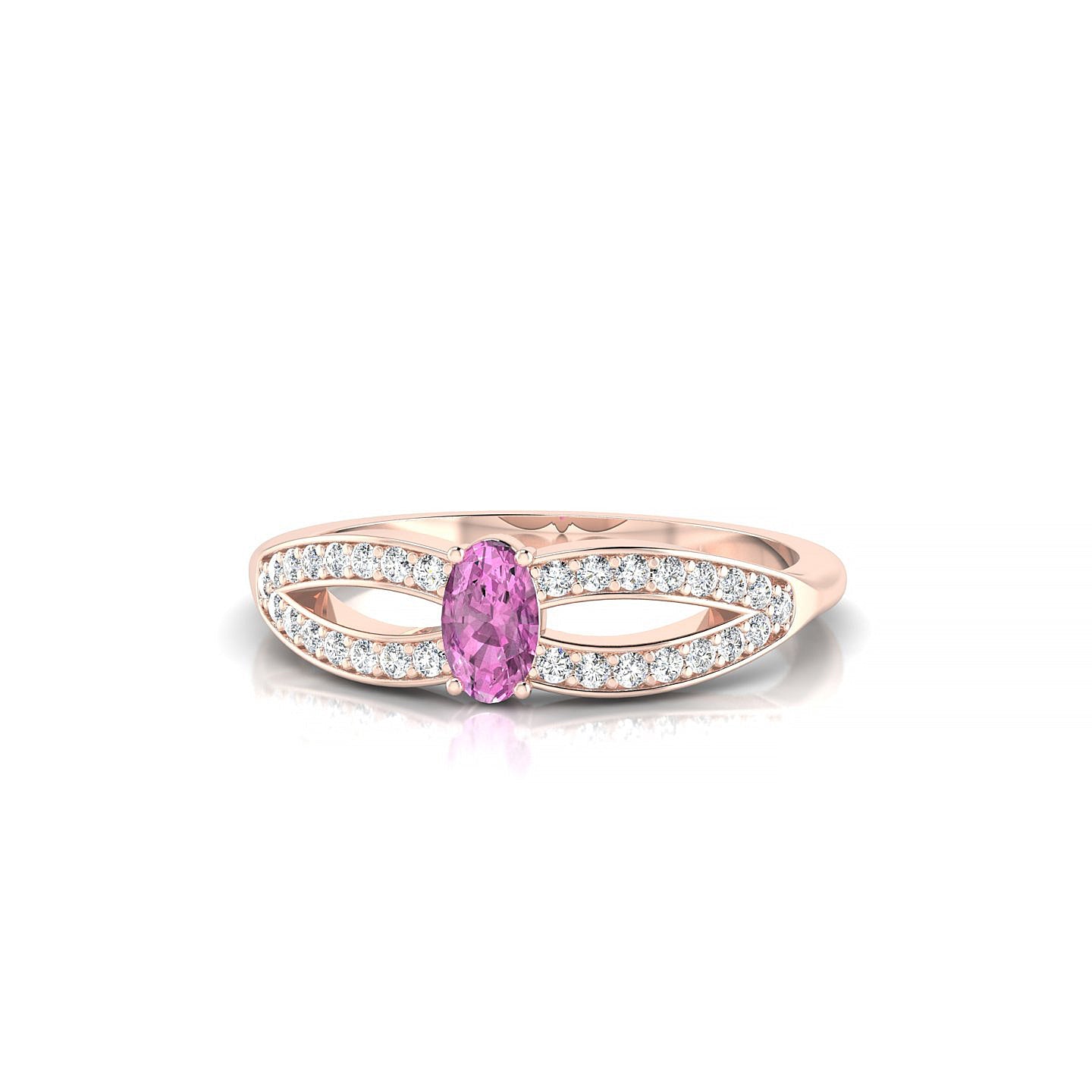 Prestige | 18k Rose Gold 5 x 3 mm Oval Pink Sapphire Ring