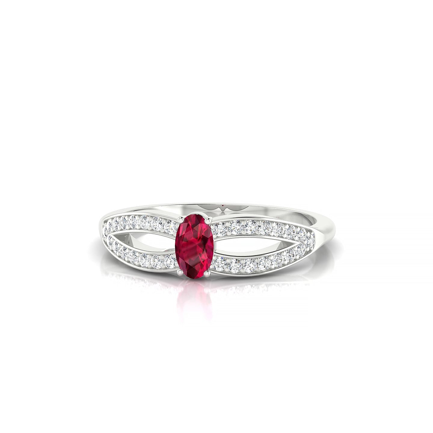 Prestige | 18k White Gold 5 x 3 mm Oval Ruby Ring