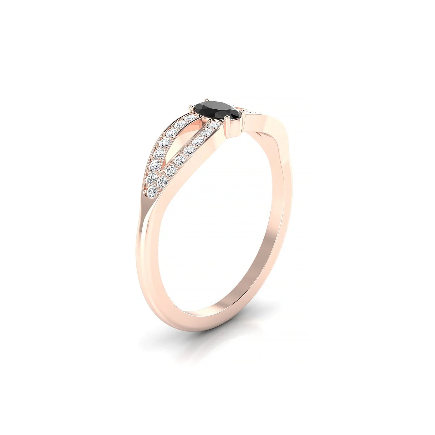 Prestige | 18k Rose Gold 5 x 3 mm Oval Black Diamond Ring