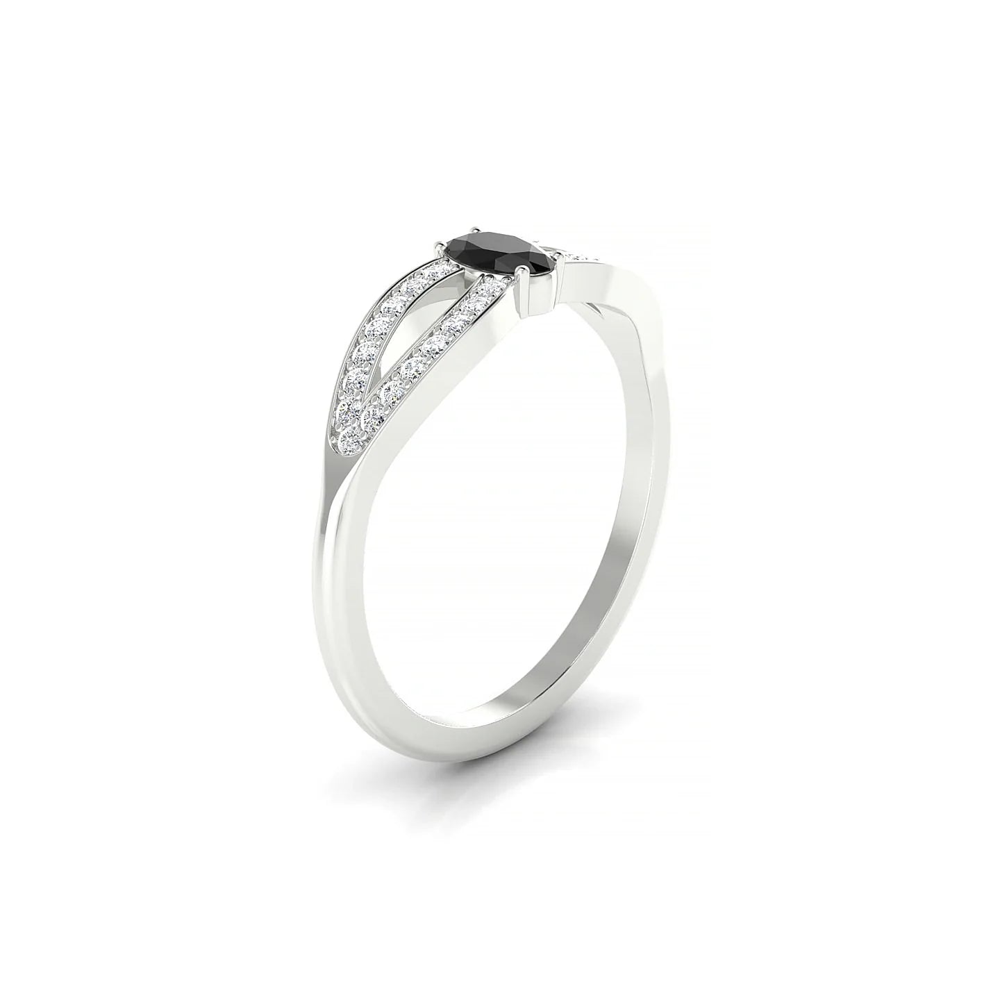 Prestige | 18k White Gold 5 x 3 mm Oval Black Diamond Ring