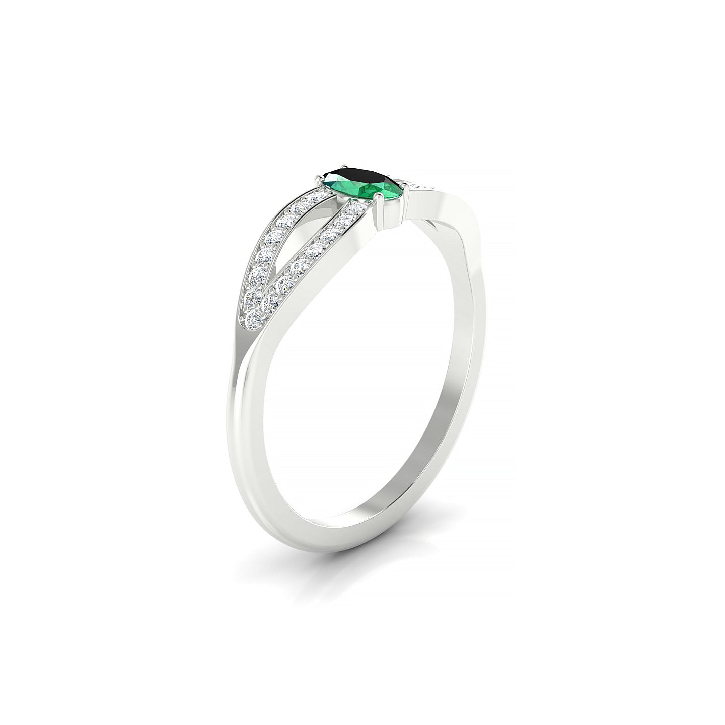 Prestige | 18k White Gold 5 x 3 mm Oval Emerald Ring