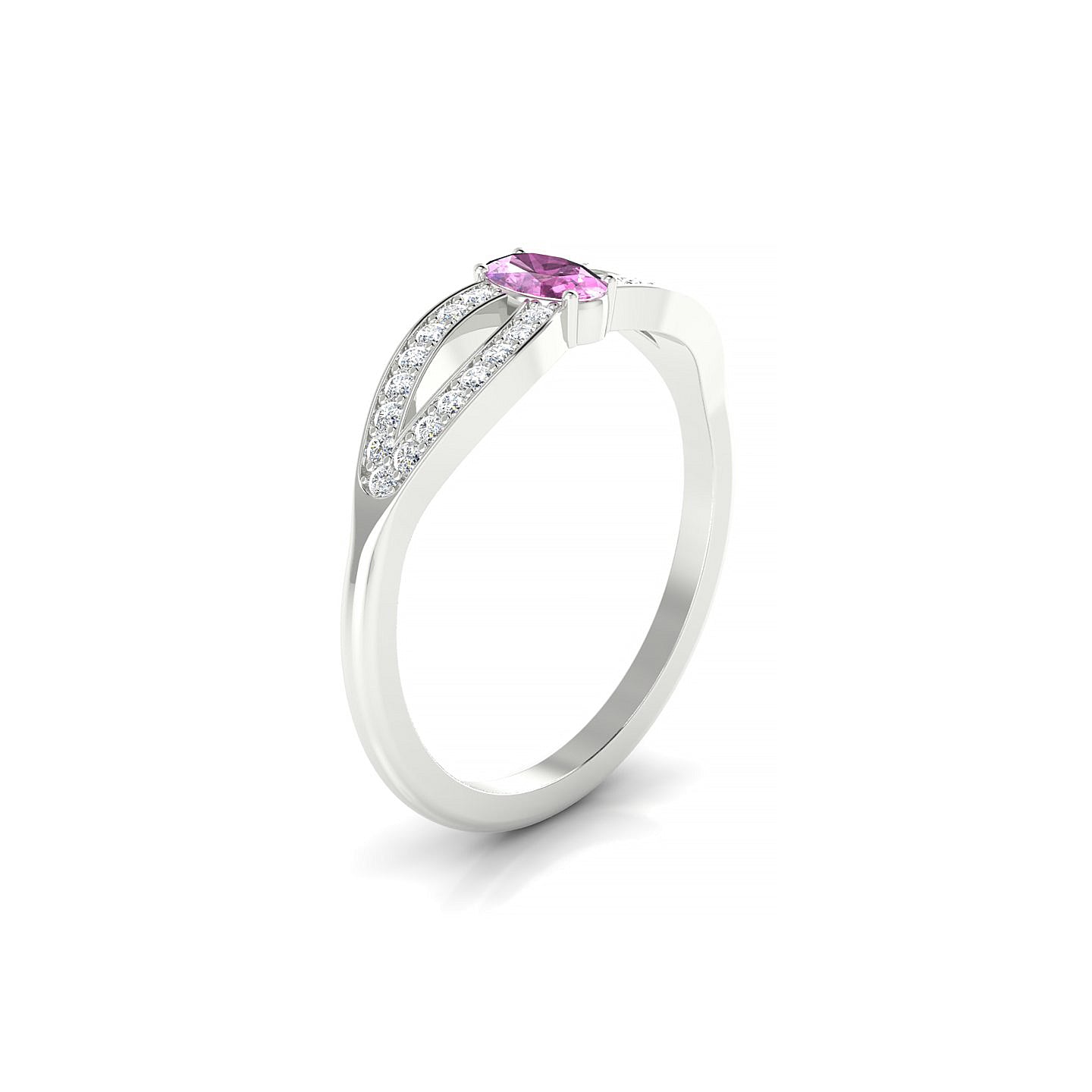 Prestige | 18k White Gold 5 x 3 mm Oval Pink Sapphire Ring