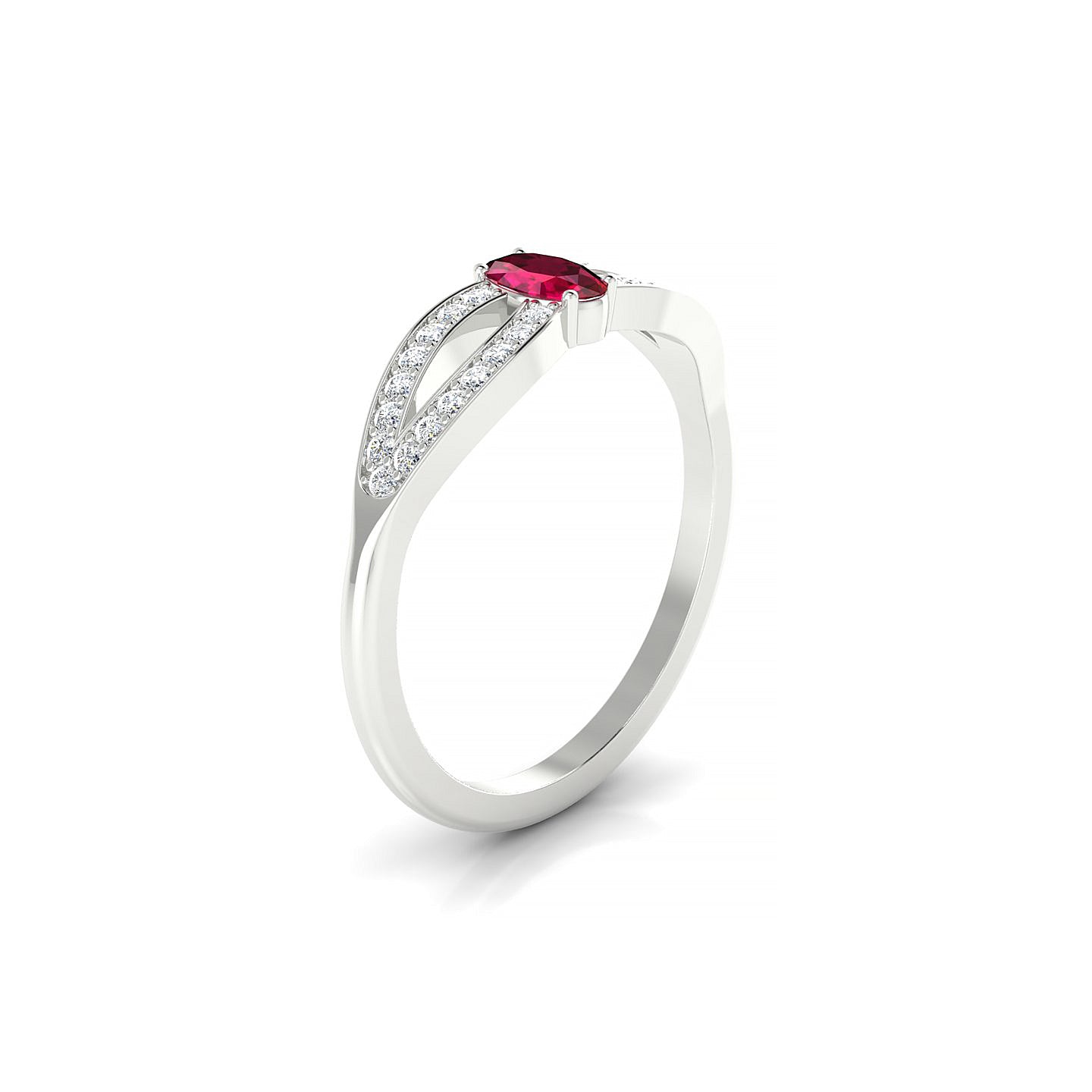 Prestige | 18k White Gold 5 x 3 mm Oval Ruby Ring