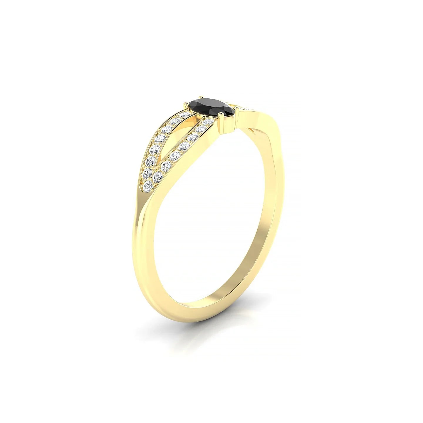 Prestige | 18k Yellow Gold 5 x 3 mm Oval Black Diamond Ring