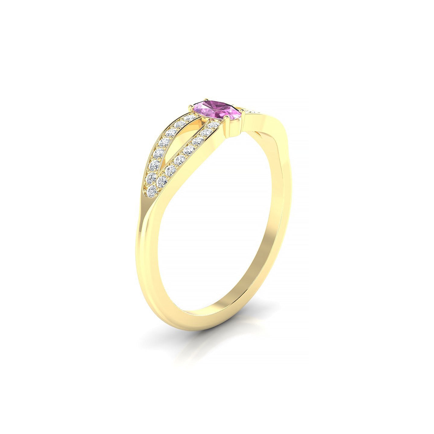 Prestige | 18k Yellow Gold 5 x 3 mm Oval Pink Sapphire Ring