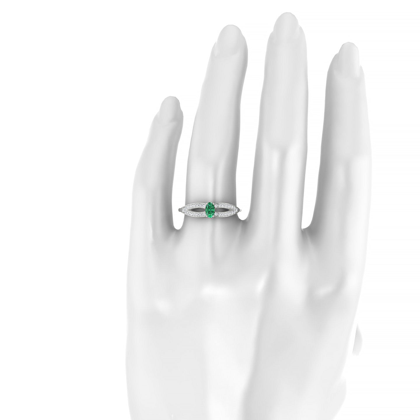 Prestige | 18k White Gold 5 x 3 mm Oval Emerald Ring