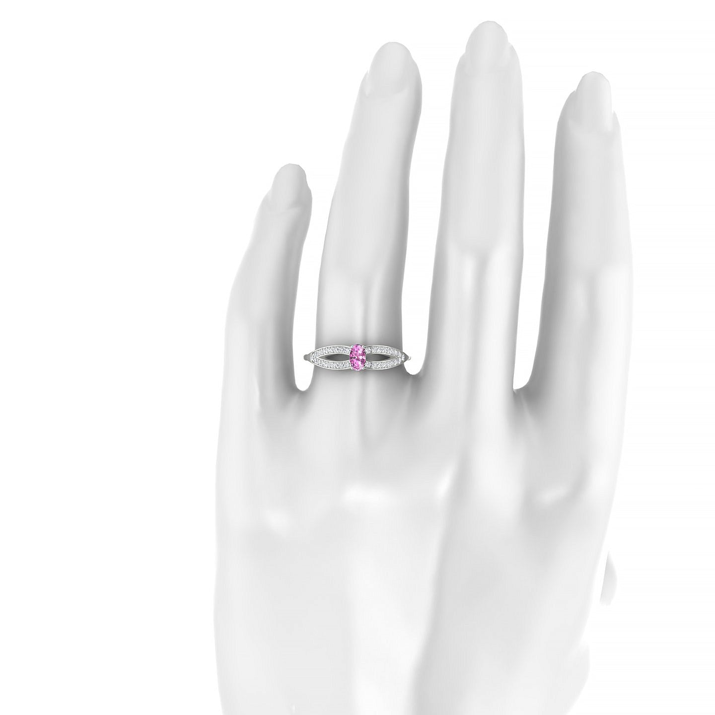 Prestige | 18k White Gold 5 x 3 mm Oval Pink Sapphire Ring
