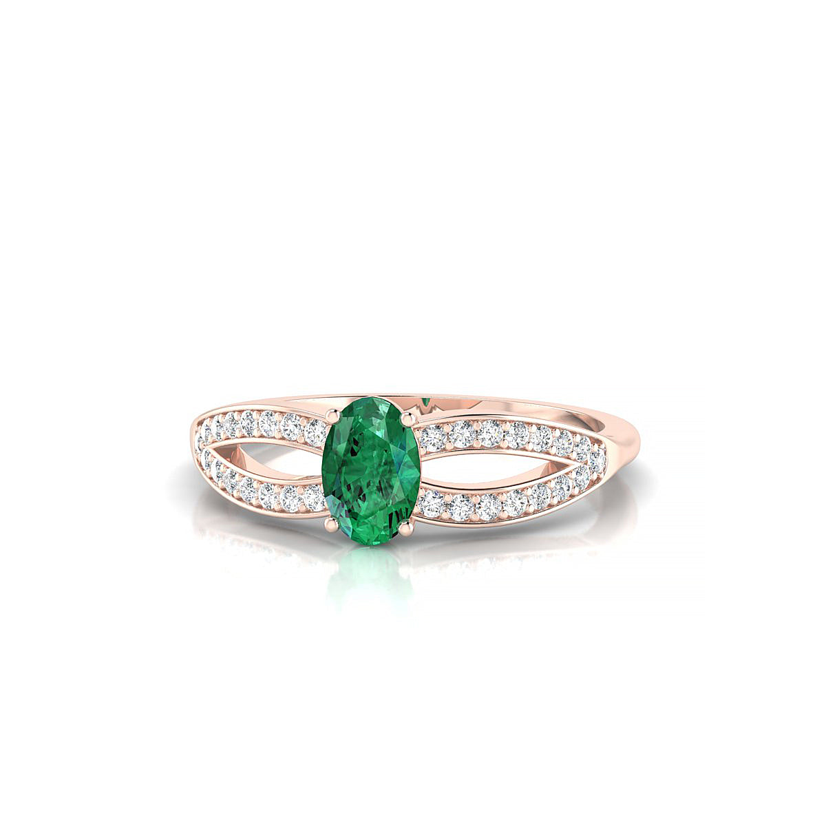 Prestige | 18k Rose Gold 6 x 4 mm Oval Emerald Ring