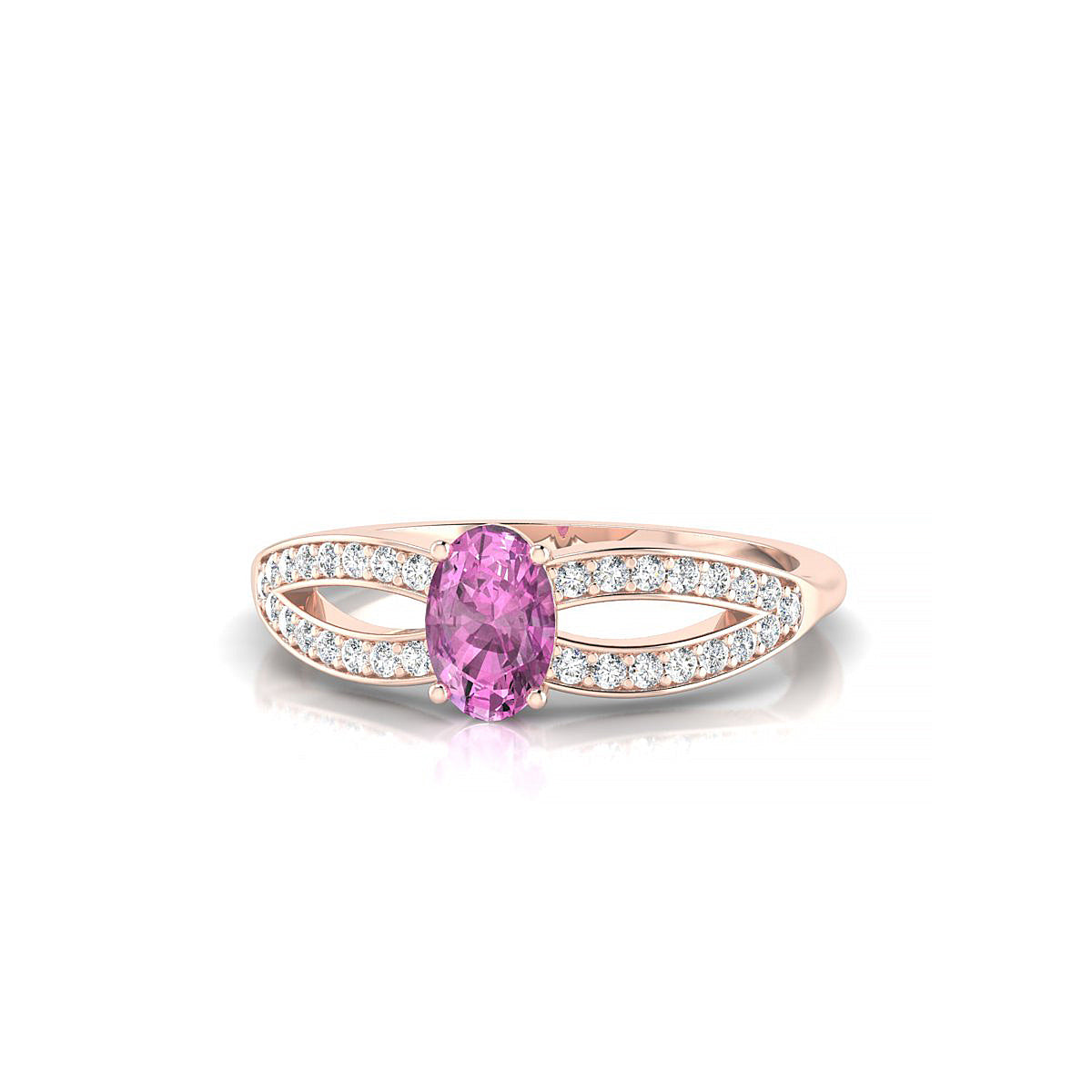 Prestige | 18k Rose Gold 6 x 4 mm Oval Pink Sapphire Ring
