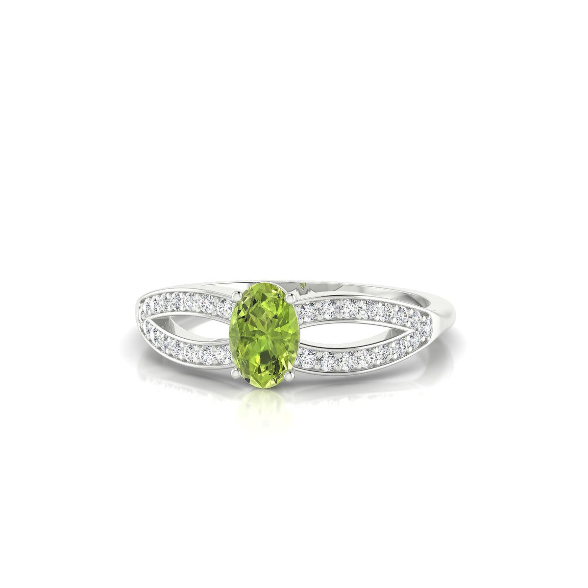 Prestige | 18k White Gold 6 x 4 mm Oval Peridot Ring