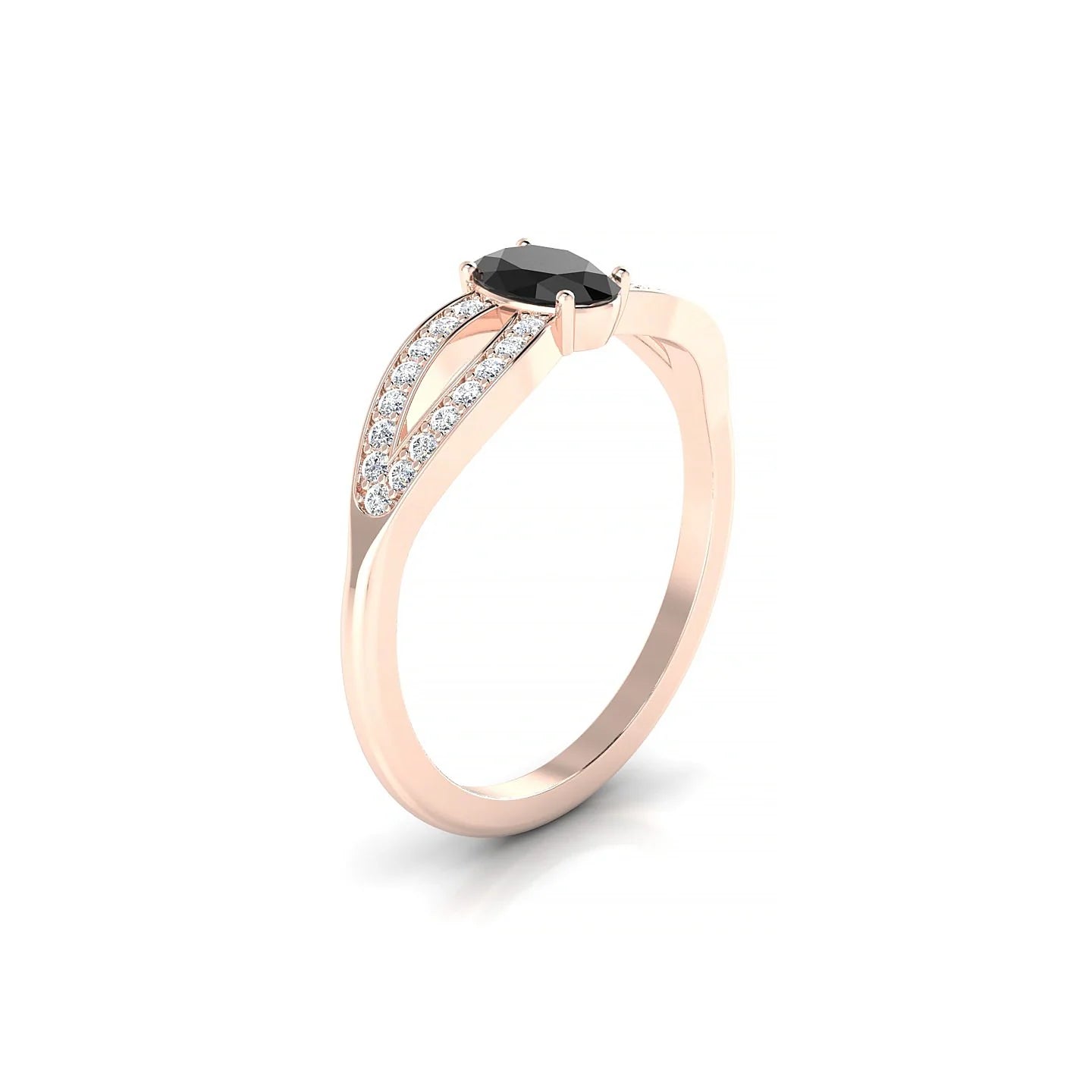 Prestige | 18k Rose Gold 6 x 4 mm Oval Black Diamond Ring