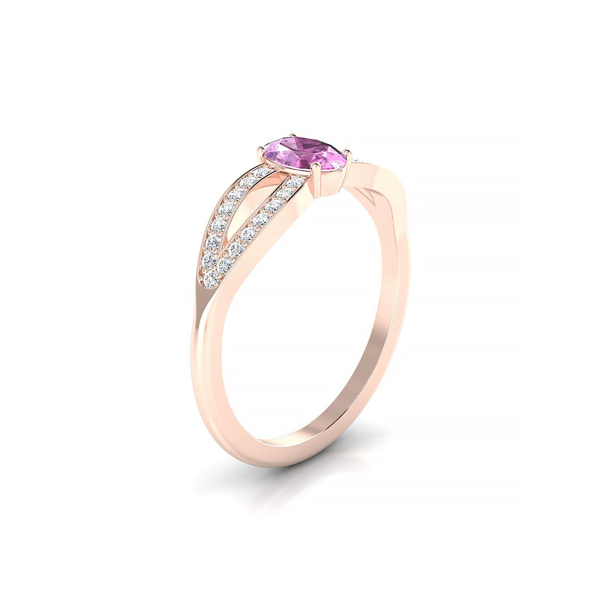 Prestige | 18k Rose Gold 6 x 4 mm Oval Pink Sapphire Ring
