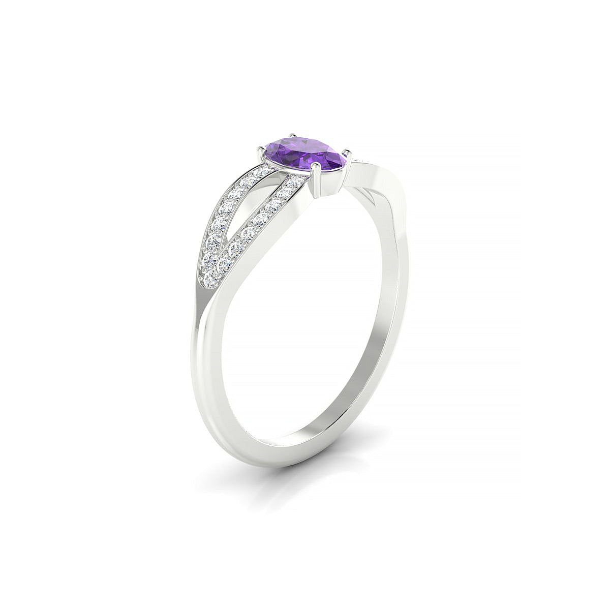 Prestige | 18k White Gold 6 x 4 mm Oval Amethyst Ring