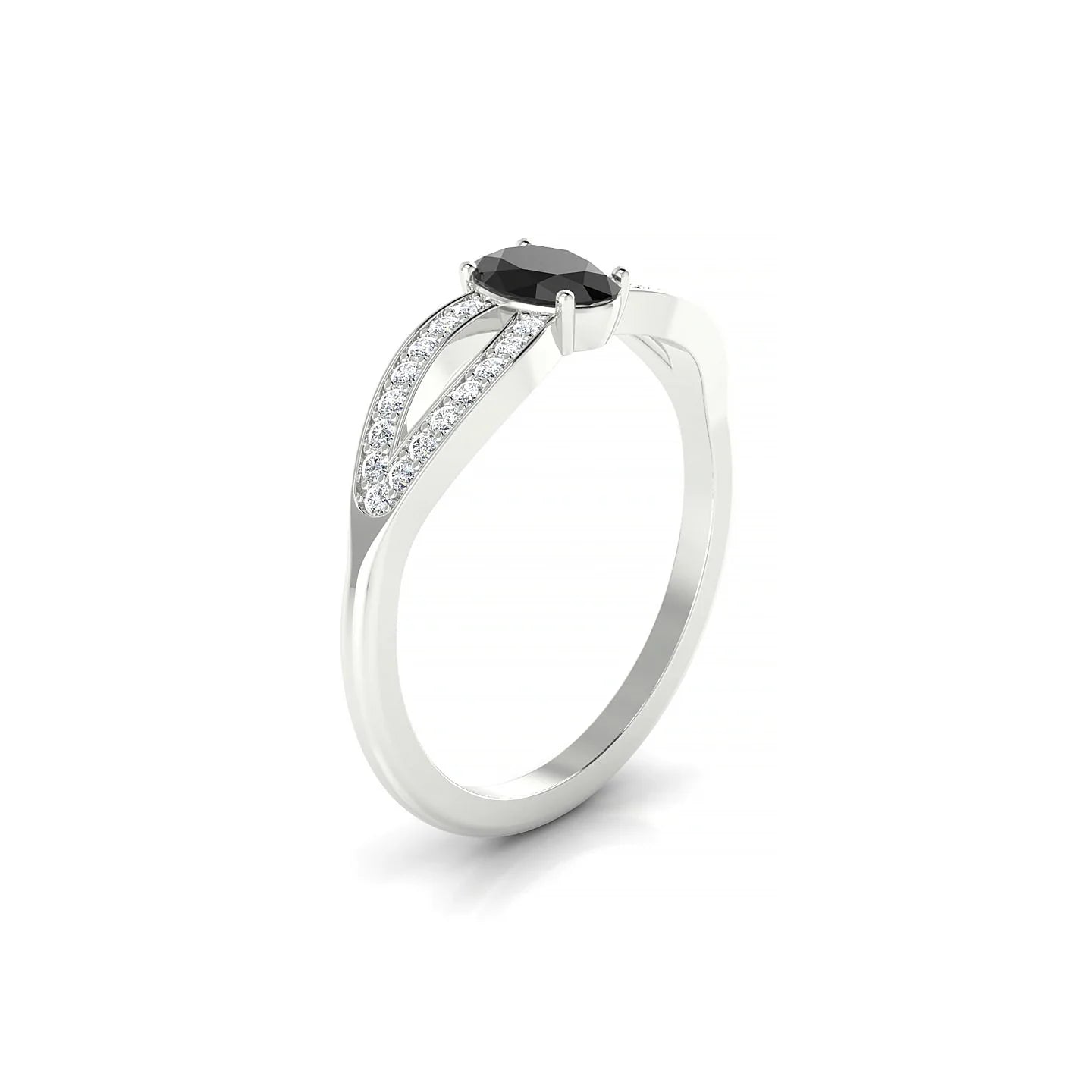 Prestige | 18k White Gold 6 x 4 mm Oval Black Diamond Ring