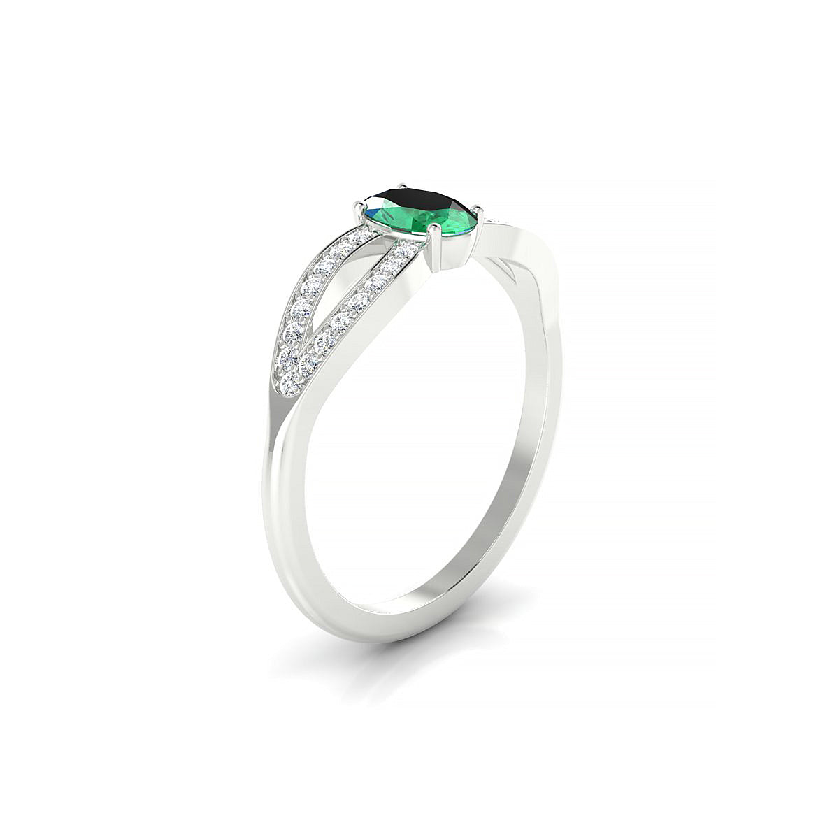 Prestige | 18k White Gold 6 x 4 mm Oval Emerald Ring