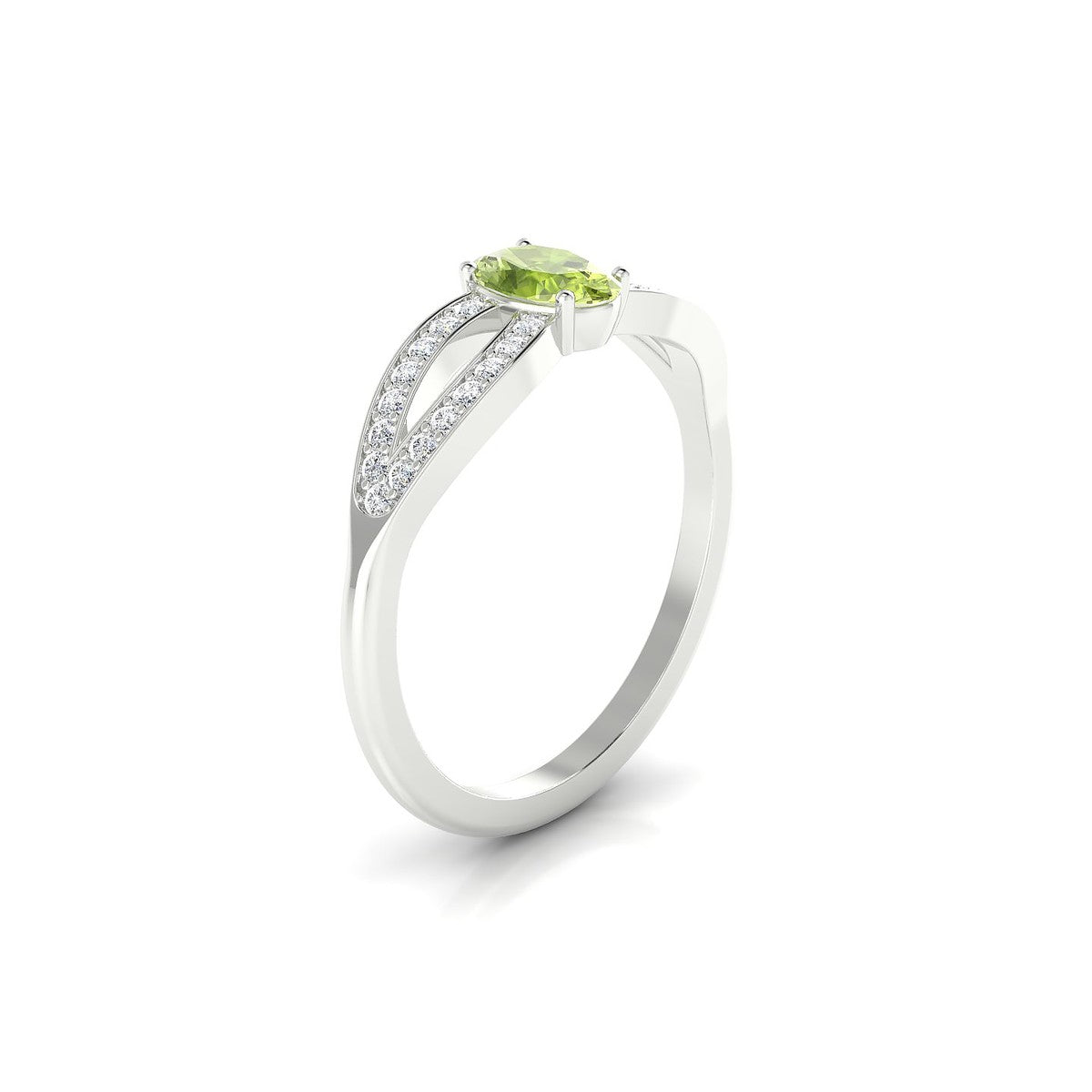 Prestige | 18k White Gold 6 x 4 mm Oval Peridot Ring