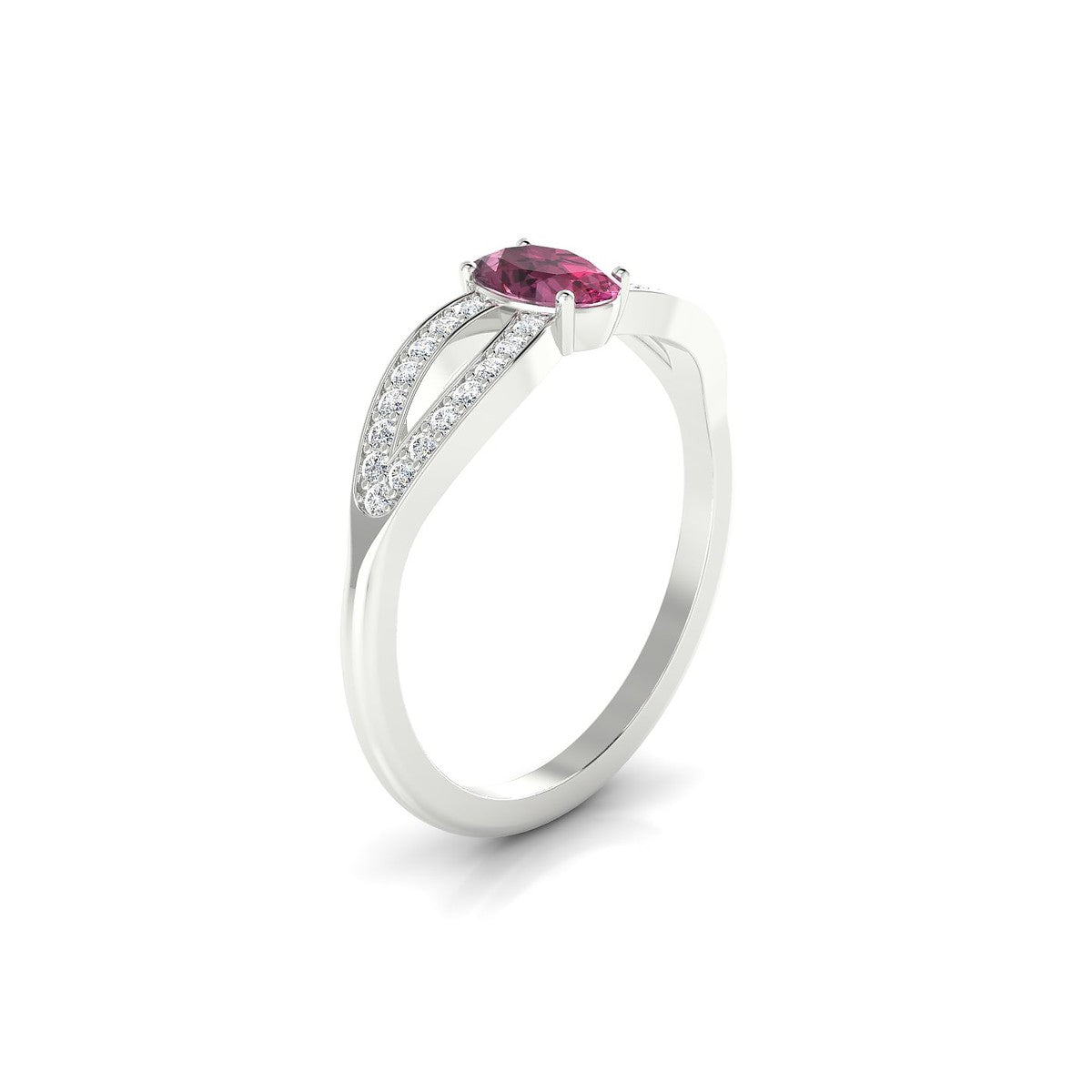 Prestige | 18k White Gold 6 x 4 mm Oval Rhodolite Ring