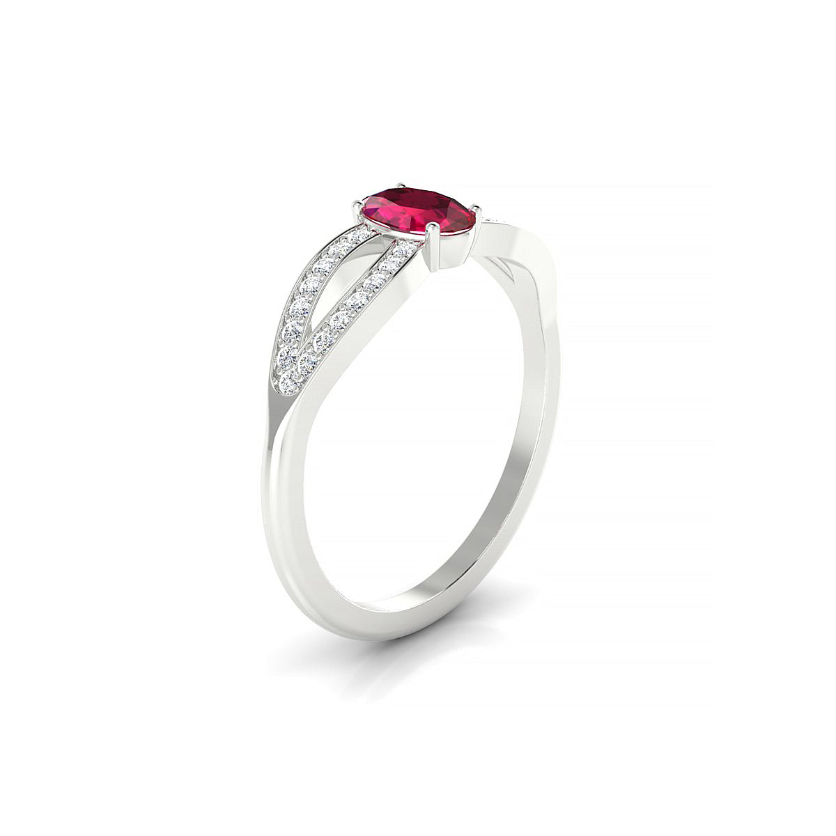Prestige | 18k White Gold 6 x 4 mm Oval Ruby Ring