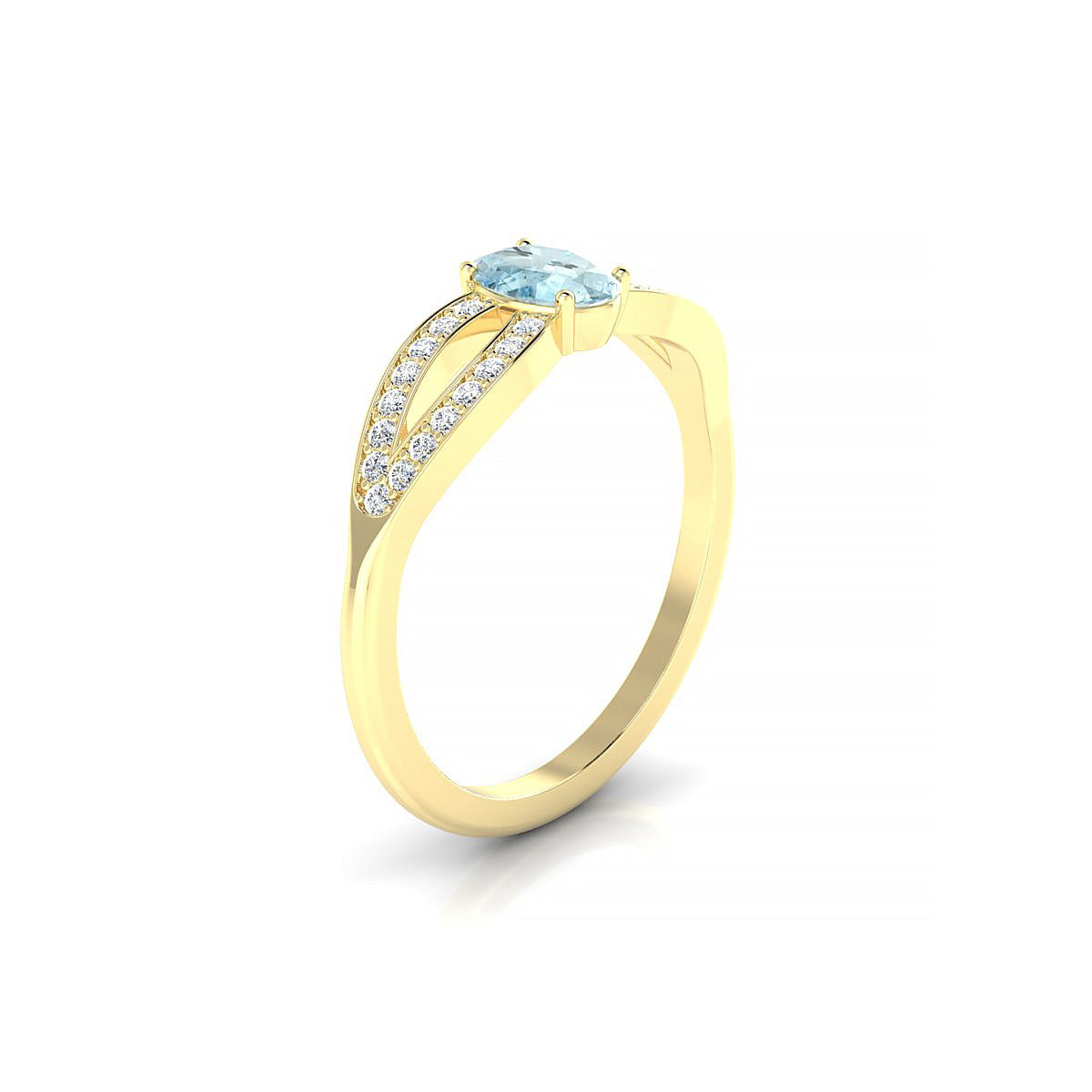 Prestige | 18k Yellow Gold 6 x 4 mm Oval Aquamarine Ring