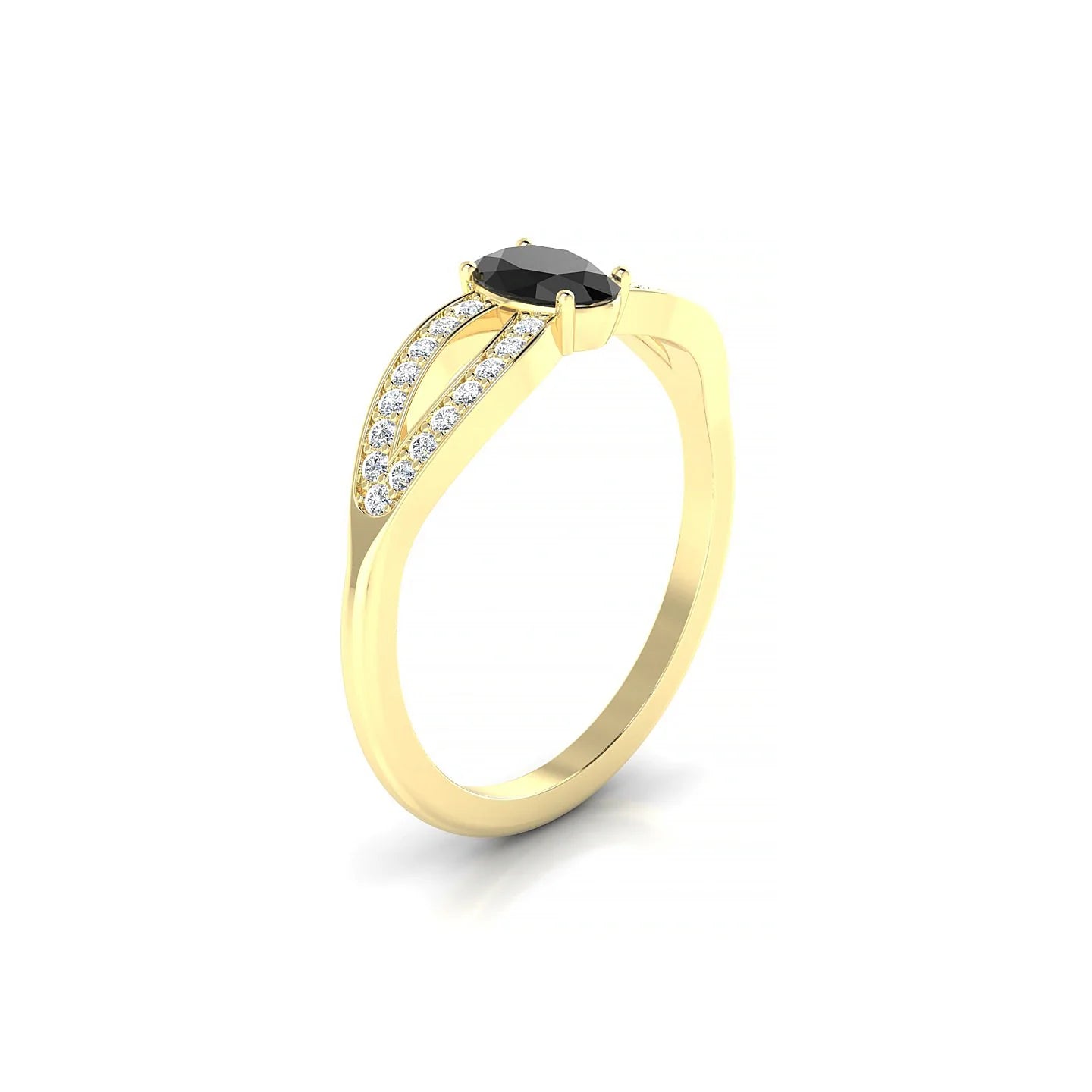 Prestige | 18k Yellow Gold 6 x 4 mm Oval Black Diamond Ring