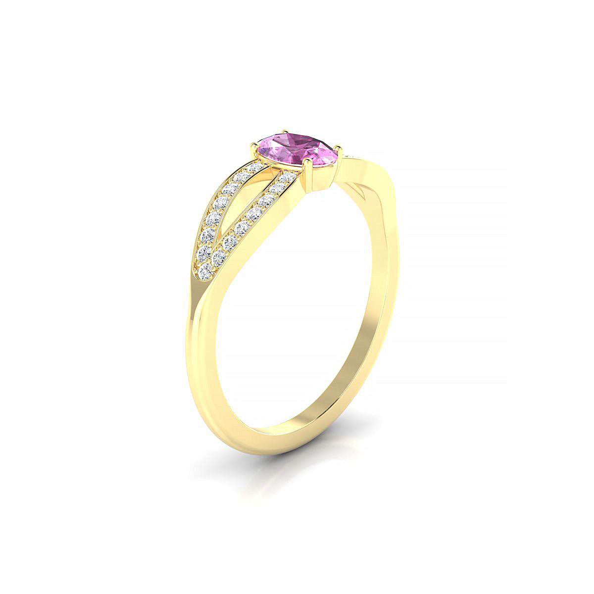 Prestige | 18k Yellow Gold 6 x 4 mm Oval Pink Sapphire Ring