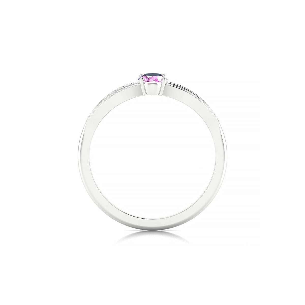 Prestige | 18k White Gold 6 x 4 mm Oval Pink Sapphire Ring